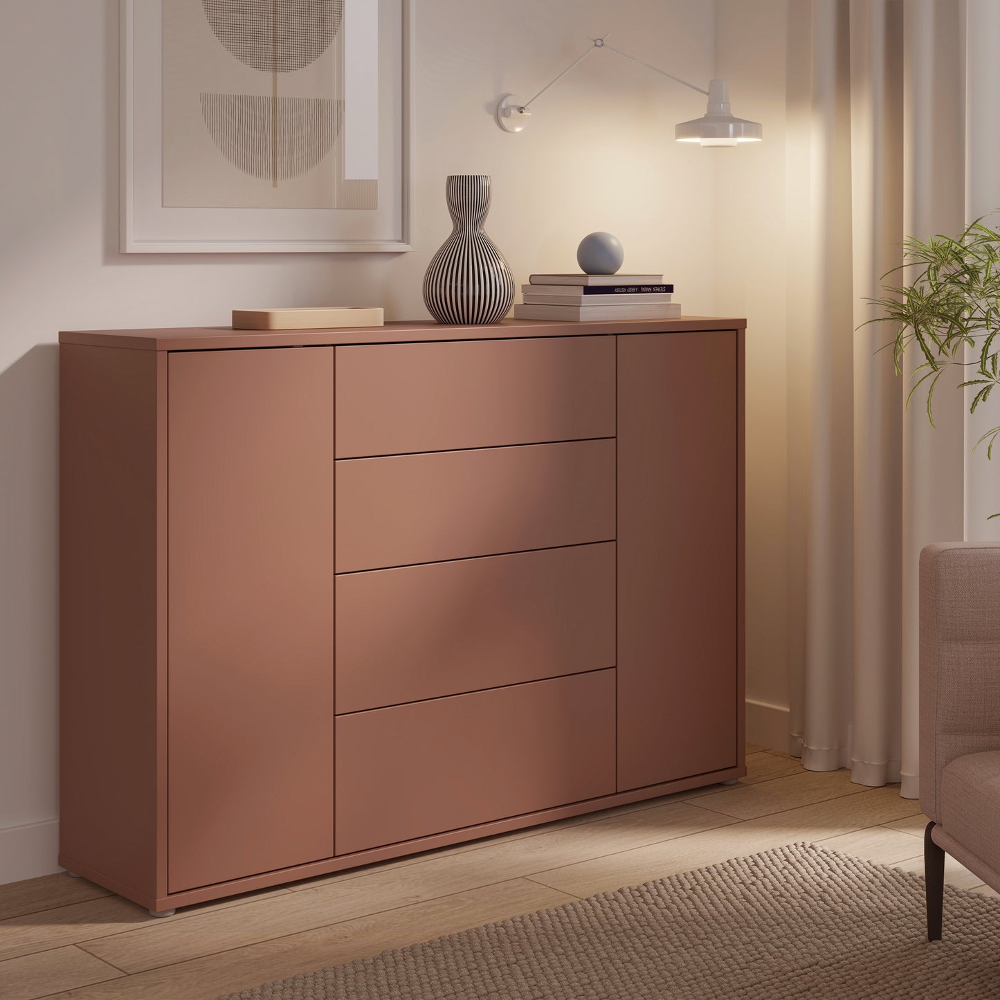 Bloc Wide Sideboard in Terracotta - Industrious Decor