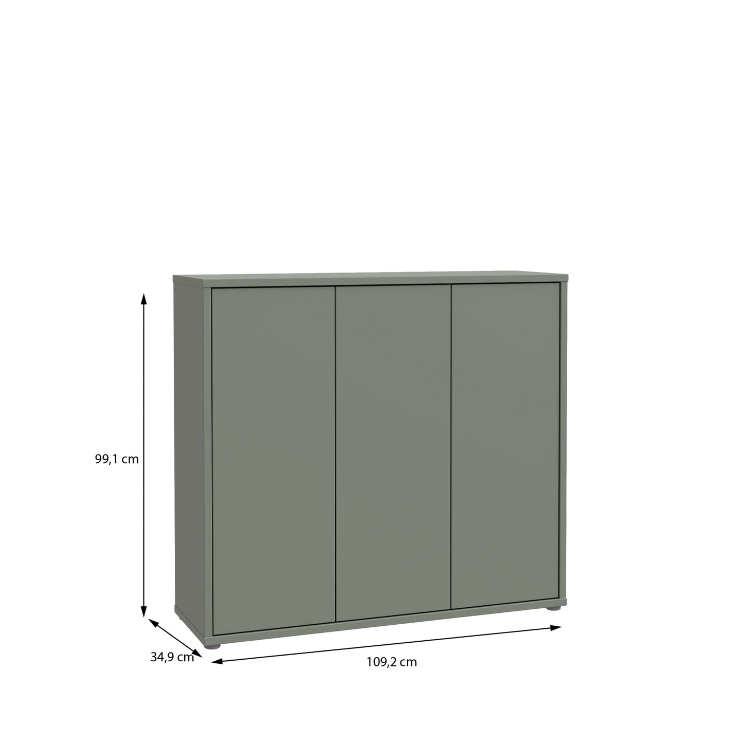Bloc 3 Door Shoe Cabinet in Sage Green - Industrious Decor