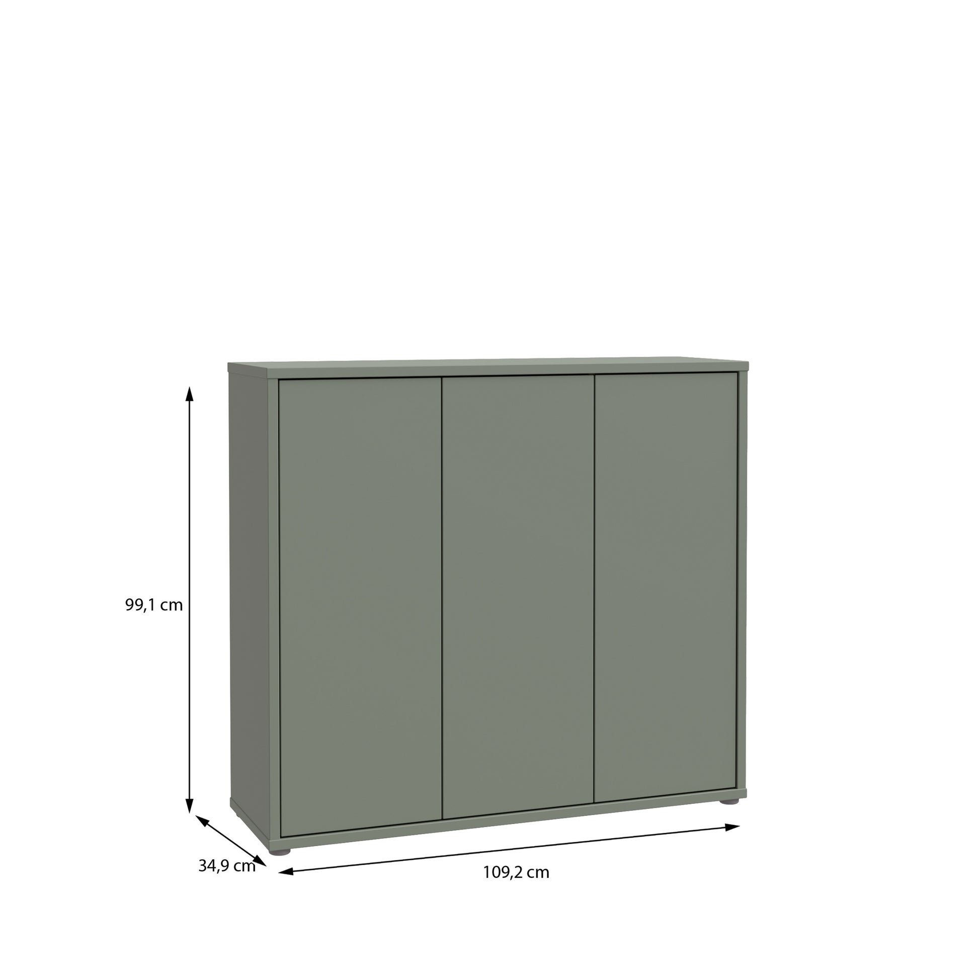 Bloc 3 Door Shoe Cabinet in Sage Green - Industrious Decor