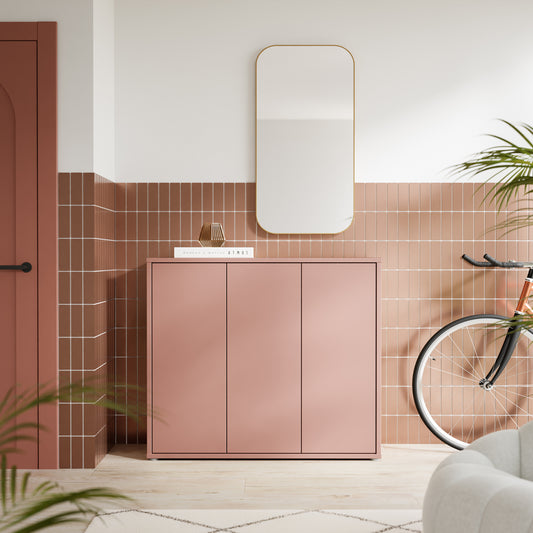Bloc 3 Door Shoe Cabinet in Terracotta - Industrious Decor