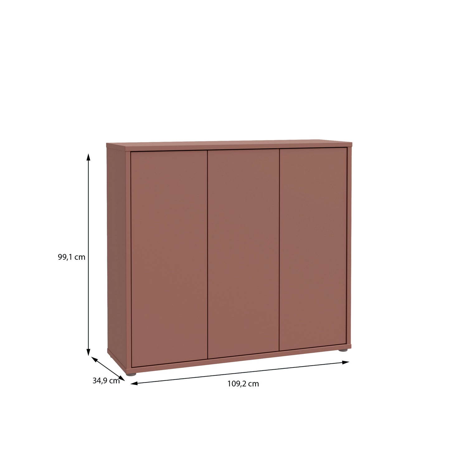 Bloc 3 Door Shoe Cabinet in Terracotta - Industrious Decor