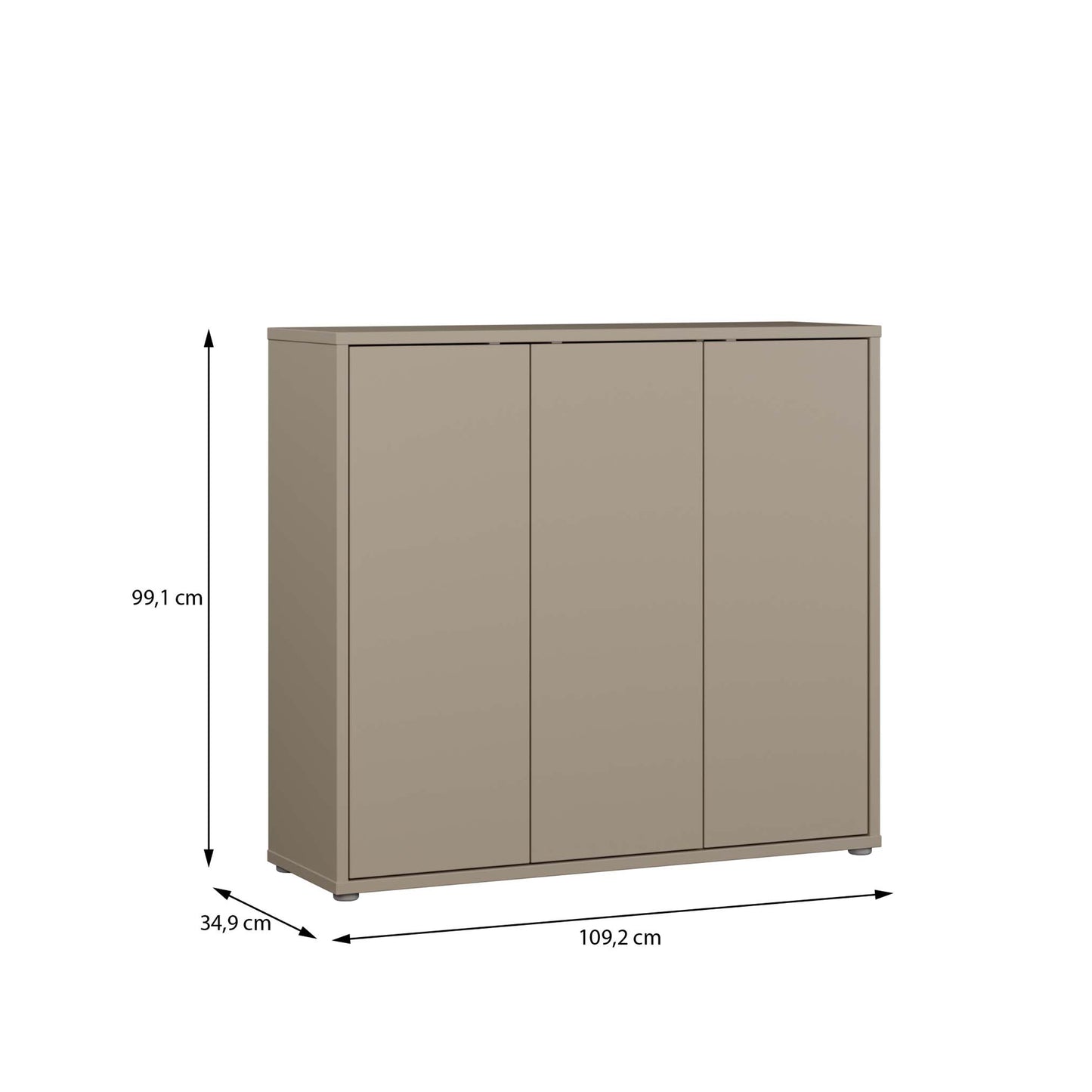 Bloc 3 Door Shoe Cabinet in Taupe - Industrious Decor
