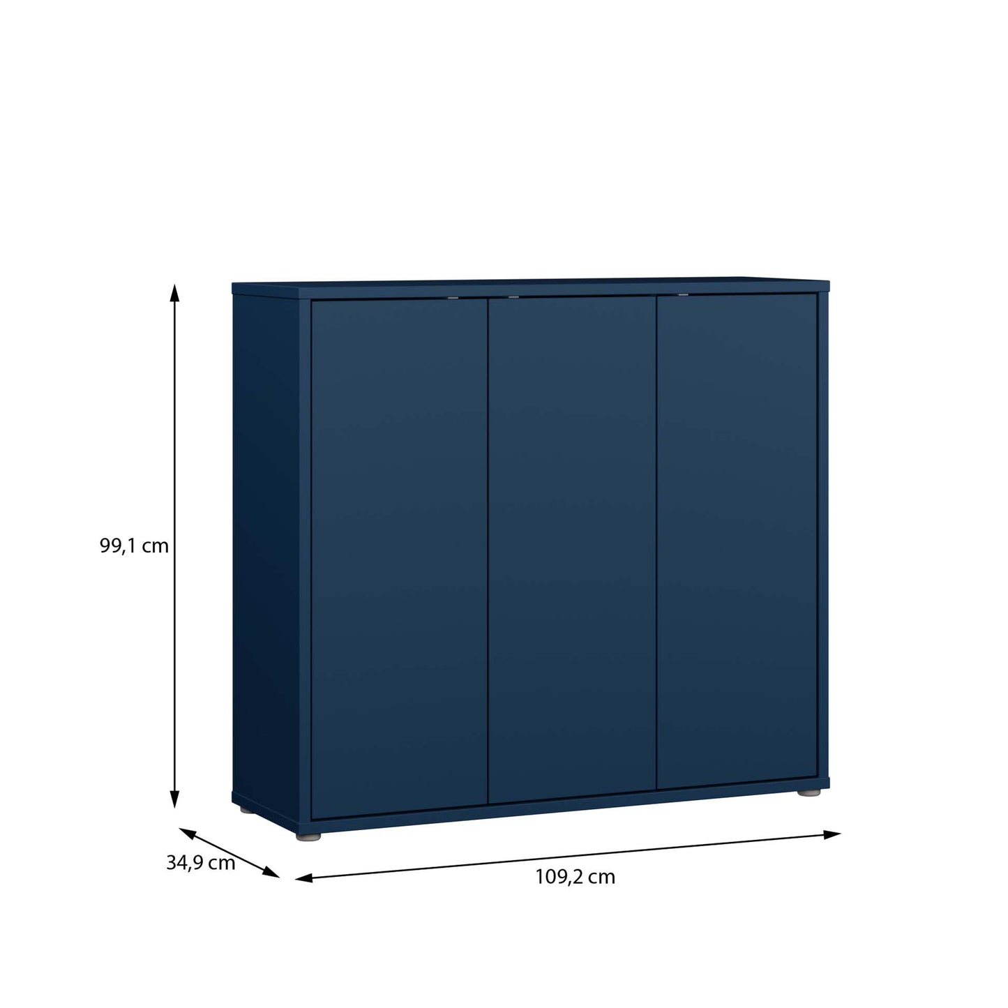 Bloc 3 Door Shoe Cabinet in Night Blue - Industrious Decor