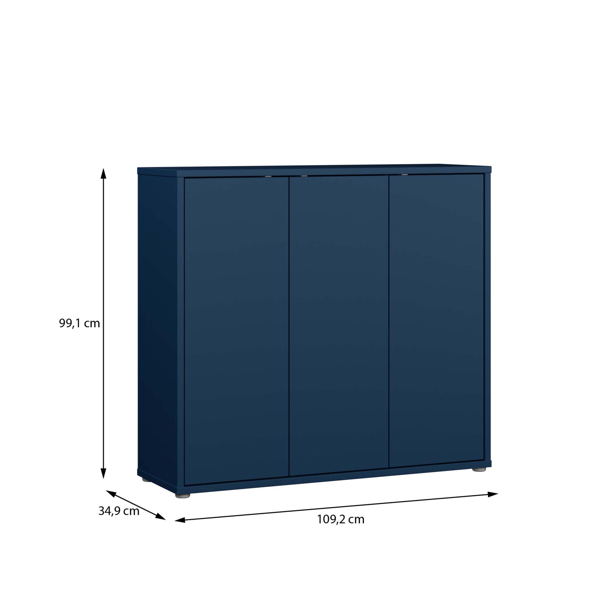 Bloc 3 Door Shoe Cabinet in Night Blue - Industrious Decor