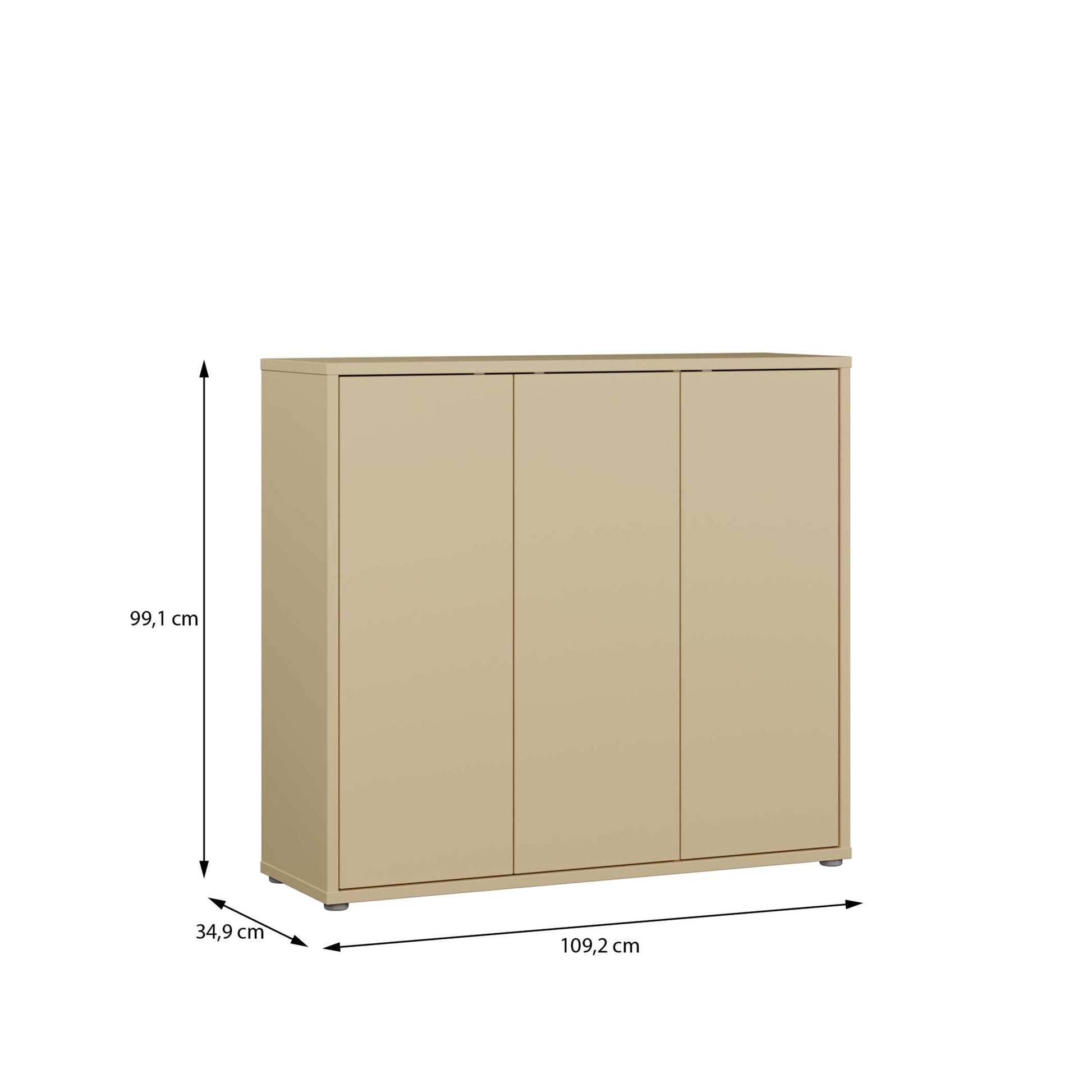 Bloc 3 Door Shoe Cabinet in Butter Yellow - Industrious Decor
