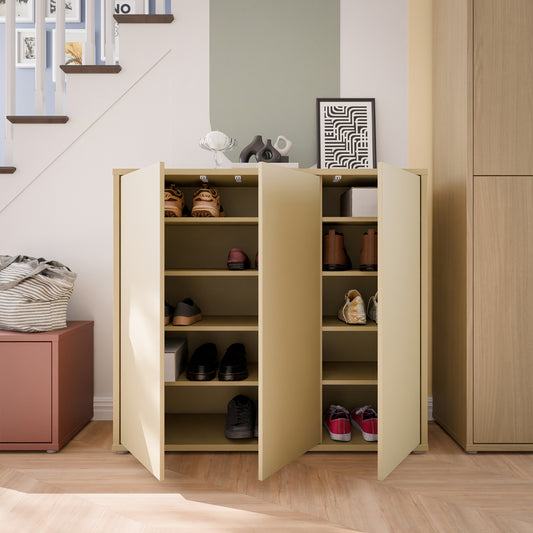 Bloc 3 Door Shoe Cabinet in Butter Yellow - Industrious Decor