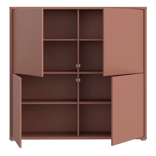 Bloc 4 Door Large Storage Cabinet in Terracotta - Industrious Decor