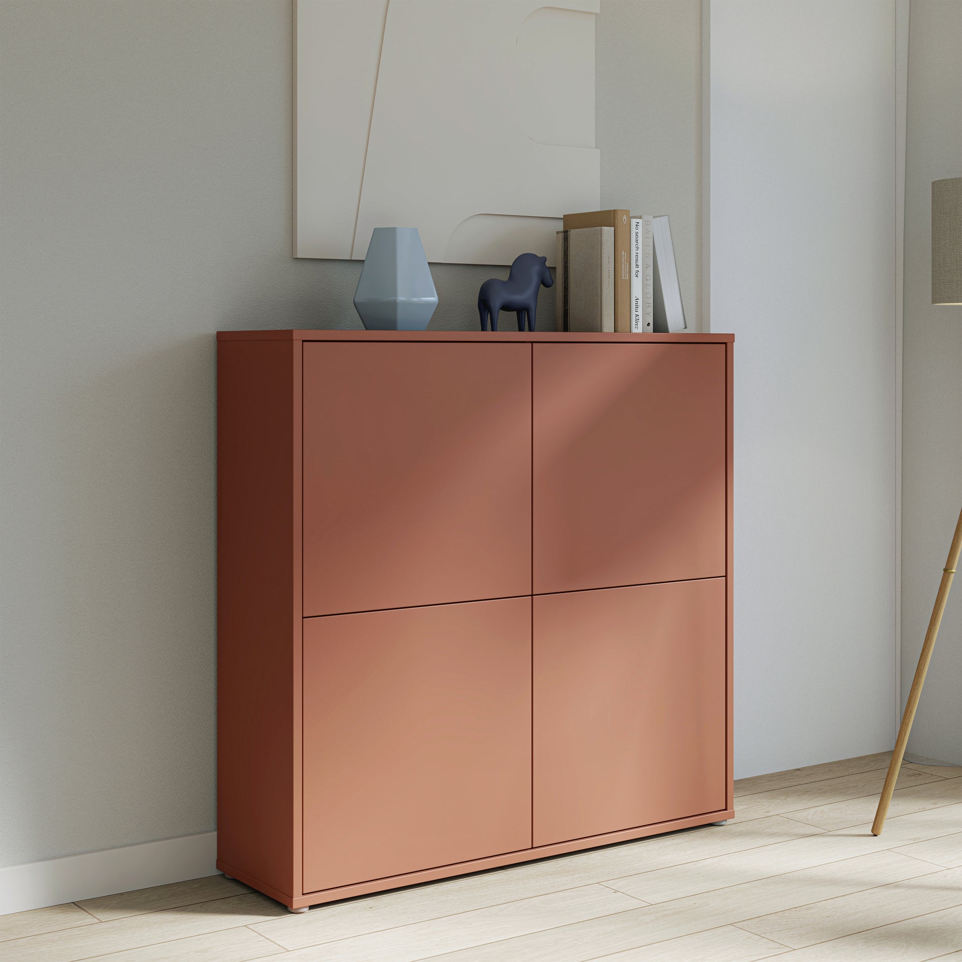 Bloc 4 Door Large Storage Cabinet in Terracotta - Industrious Decor