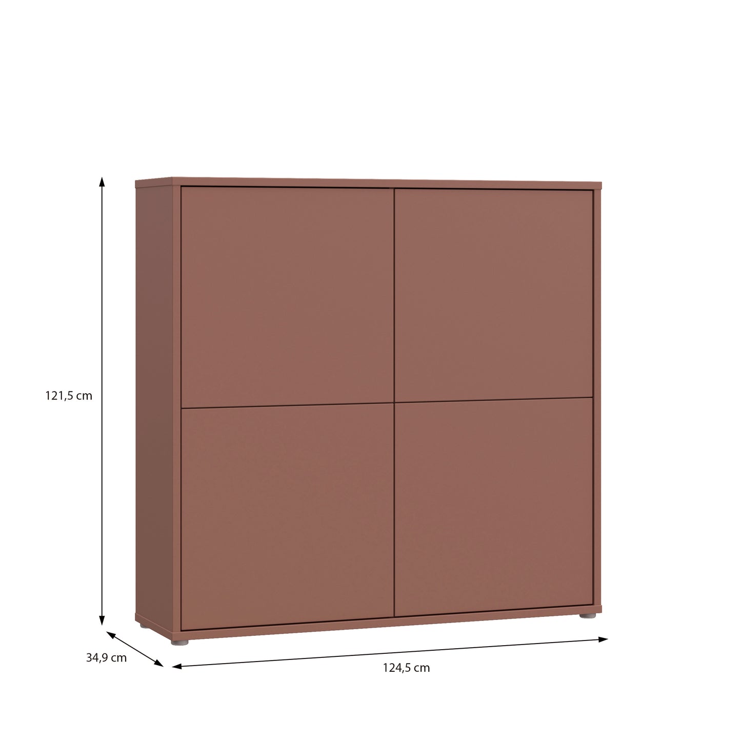 Bloc 4 Door Large Storage Cabinet in Terracotta - Industrious Decor