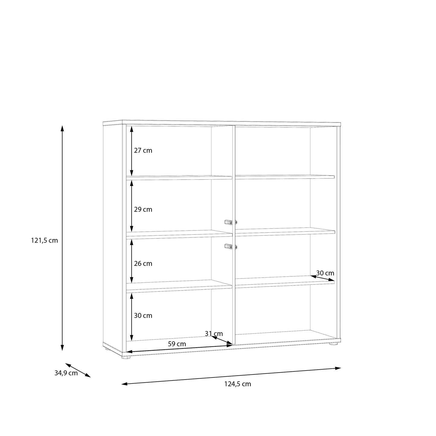 Bloc 4 Door Large Storage Cabinet in Taupe - Industrious Decor