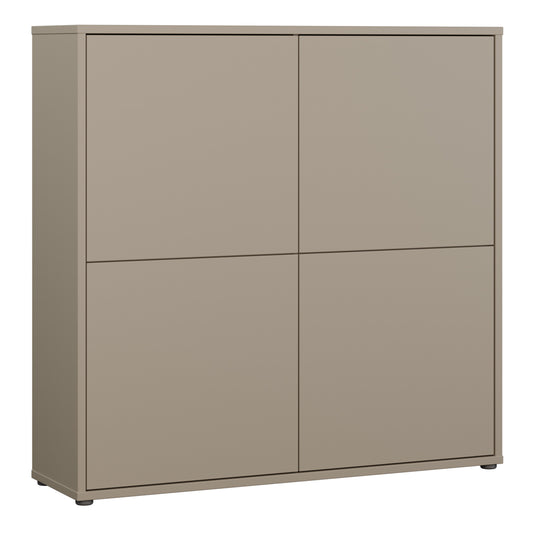 Bloc 4 Door Large Storage Cabinet in Taupe - Industrious Decor