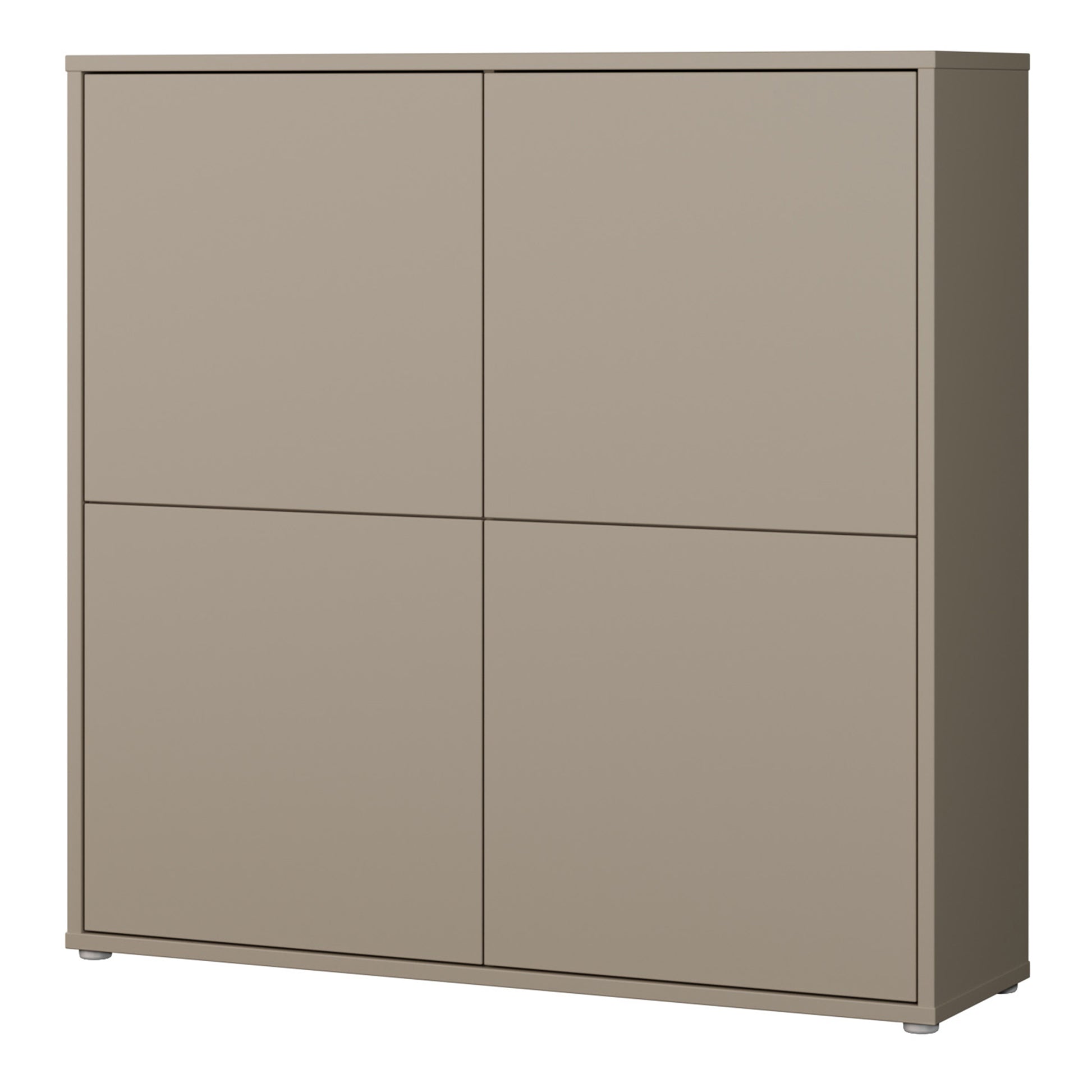 Bloc 4 Door Large Storage Cabinet in Taupe - Industrious Decor