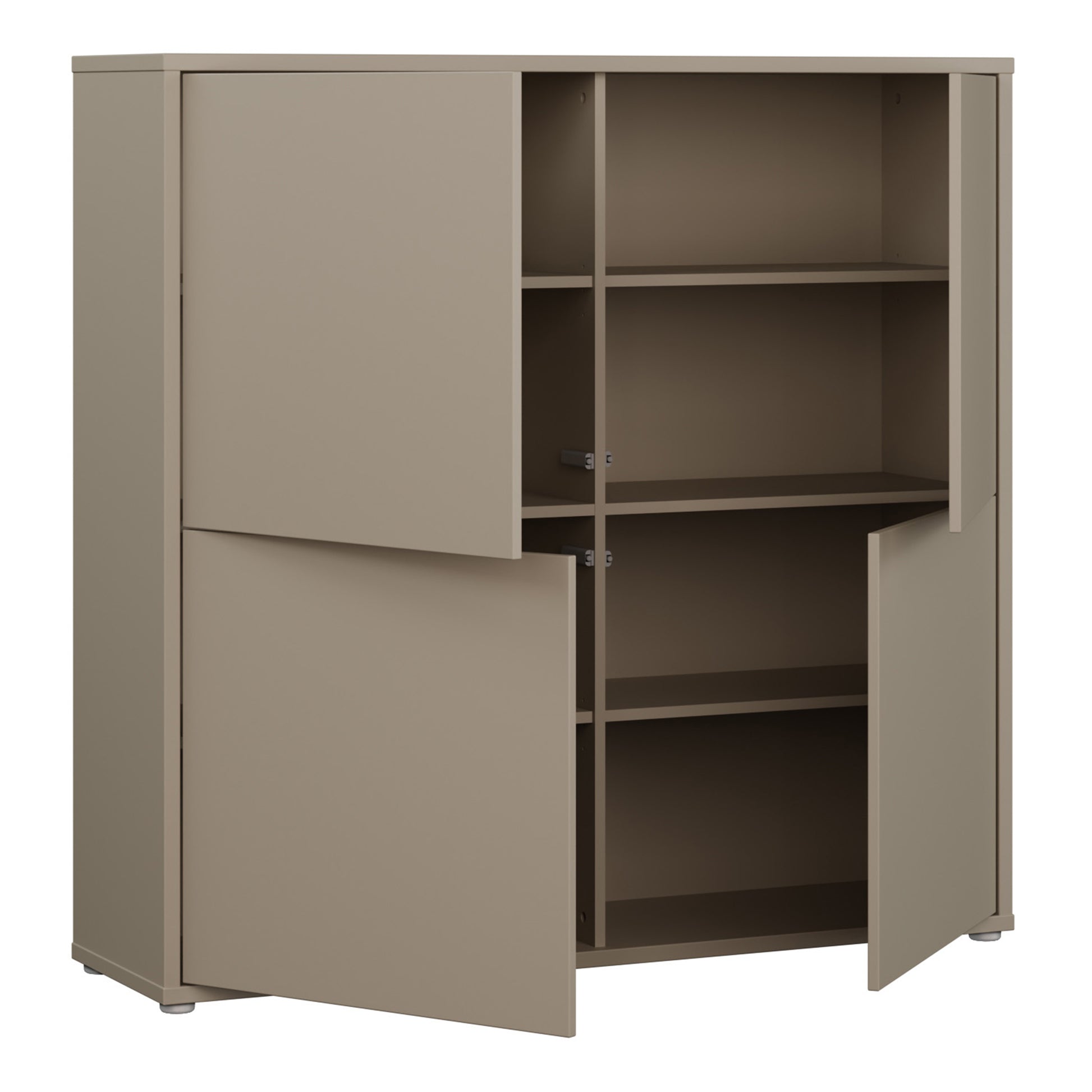 Bloc 4 Door Large Storage Cabinet in Taupe - Industrious Decor
