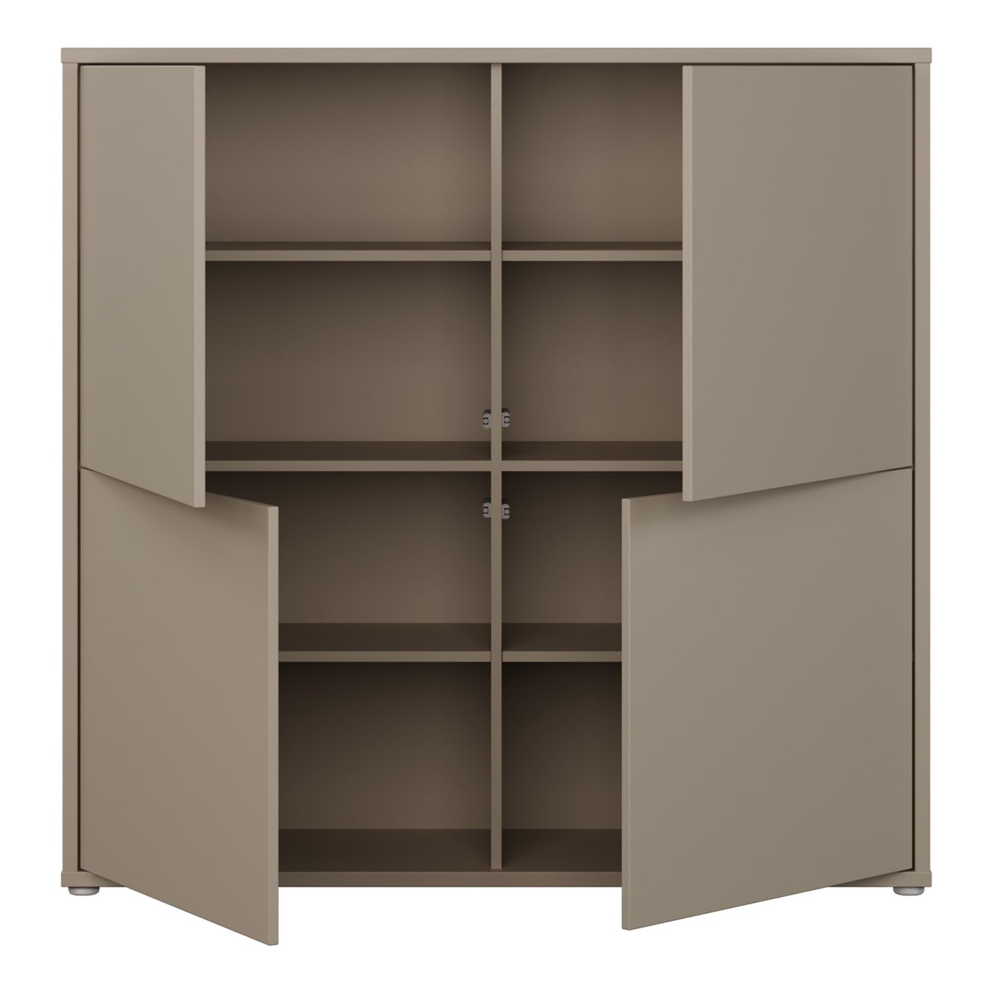 Bloc 4 Door Large Storage Cabinet in Taupe - Industrious Decor