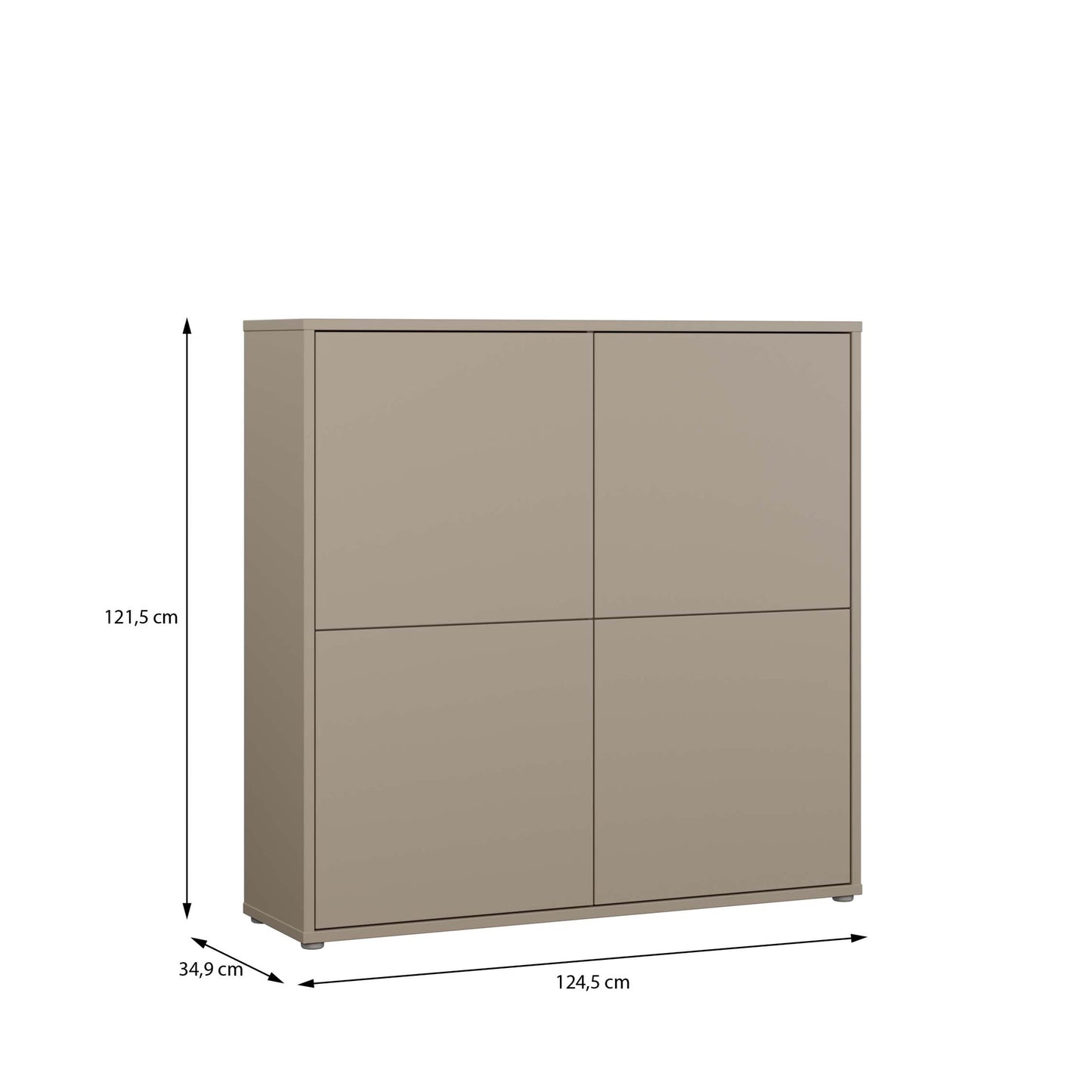 Bloc 4 Door Large Storage Cabinet in Taupe - Industrious Decor