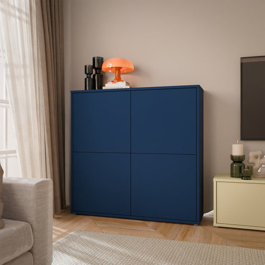 Bloc 4 Door Large Storage Cabinet in Night Blue - Industrious Decor