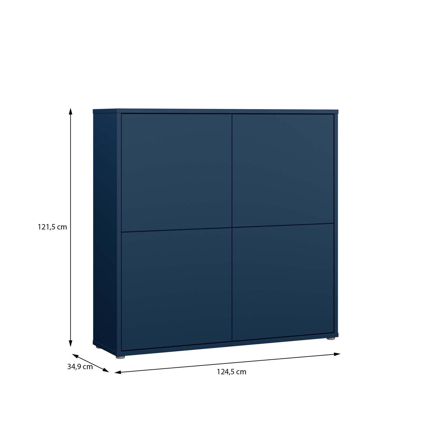 Bloc 4 Door Large Storage Cabinet in Night Blue - Industrious Decor