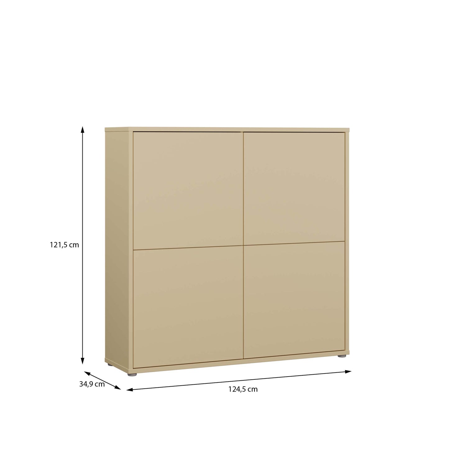 Bloc 4 Door Large Storage Cabinet in Butter Yellow - Industrious Decor
