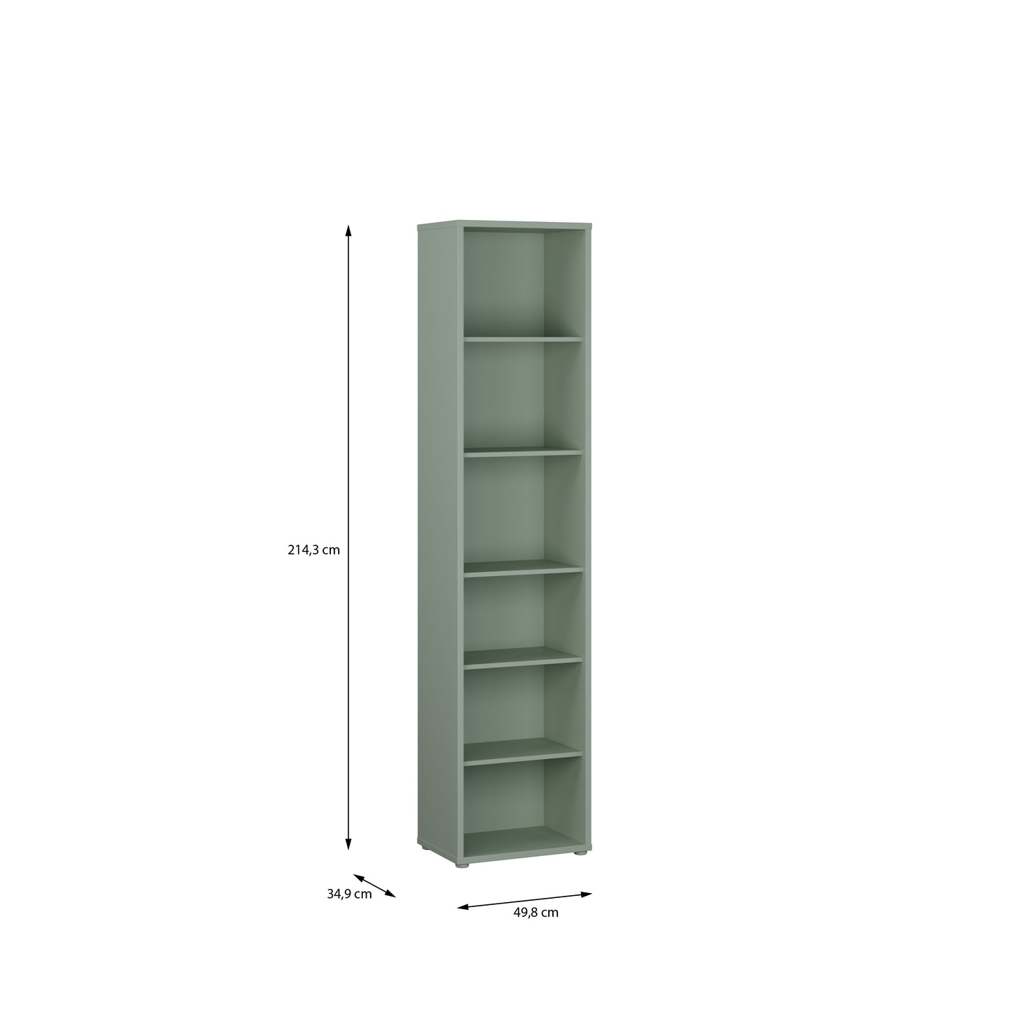 Bloc Tall Narrow Bookcase in Sage Green - Industrious Decor