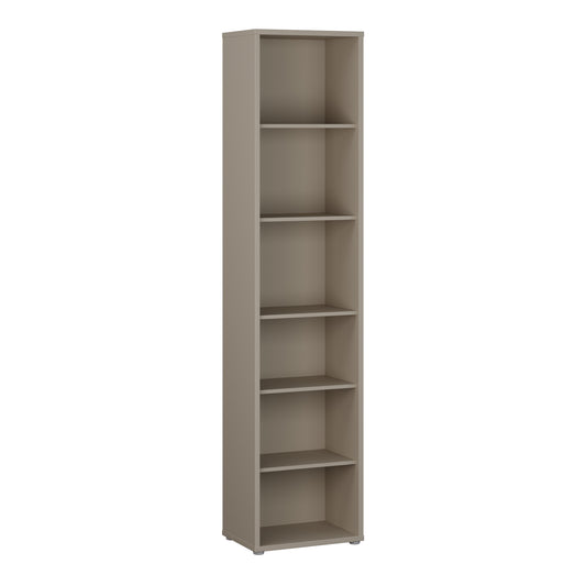 Bloc Tall Narrow Bookcase in Taupe - Industrious Decor