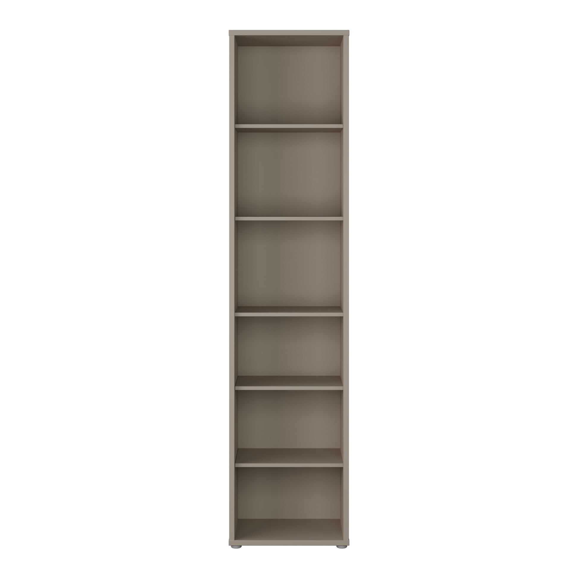 Bloc Tall Narrow Bookcase in Taupe - Industrious Decor