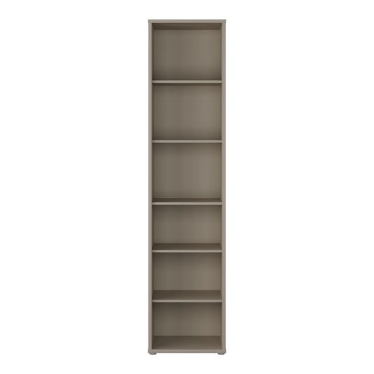 Bloc Tall Narrow Bookcase in Taupe - Industrious Decor