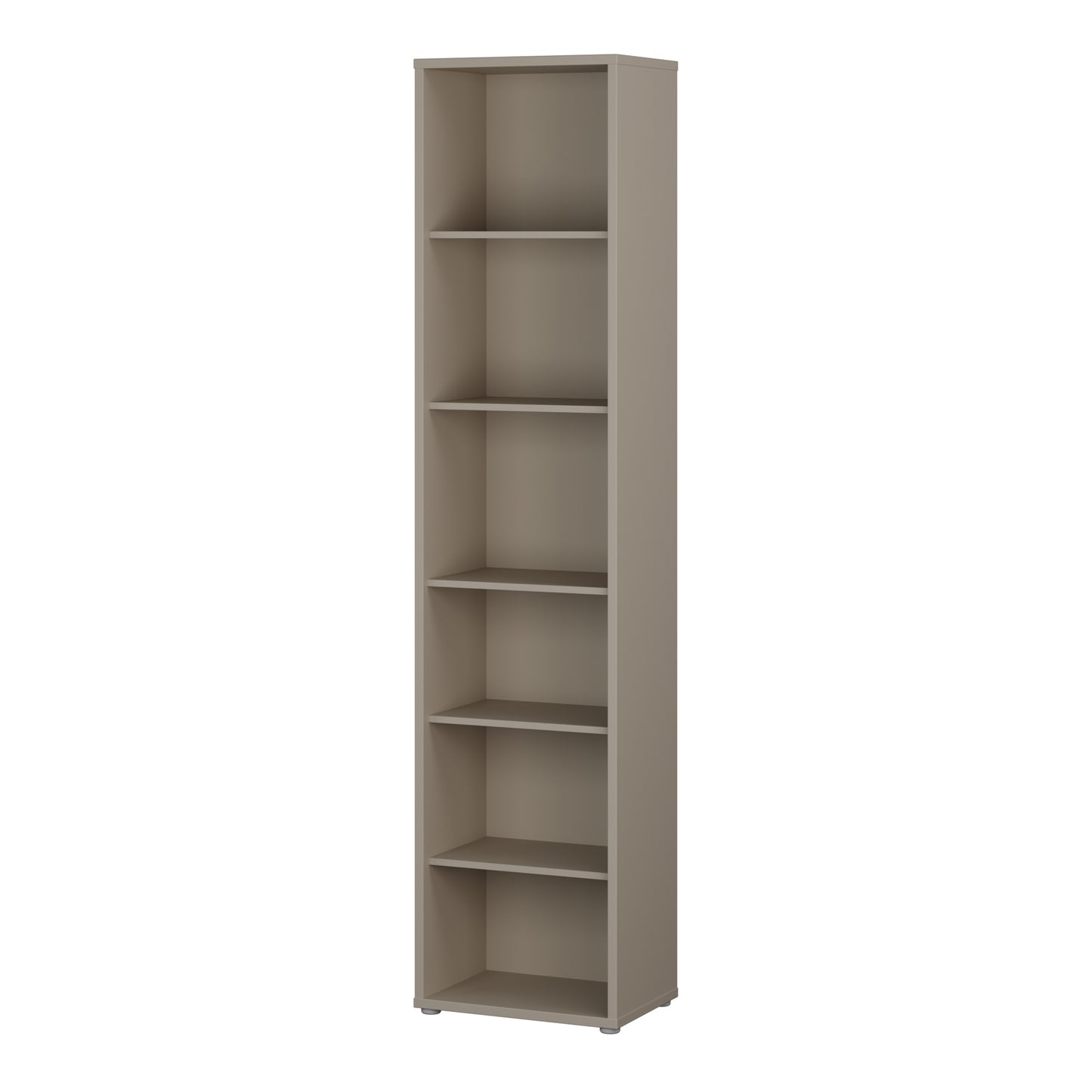Bloc Tall Narrow Bookcase in Taupe - Industrious Decor