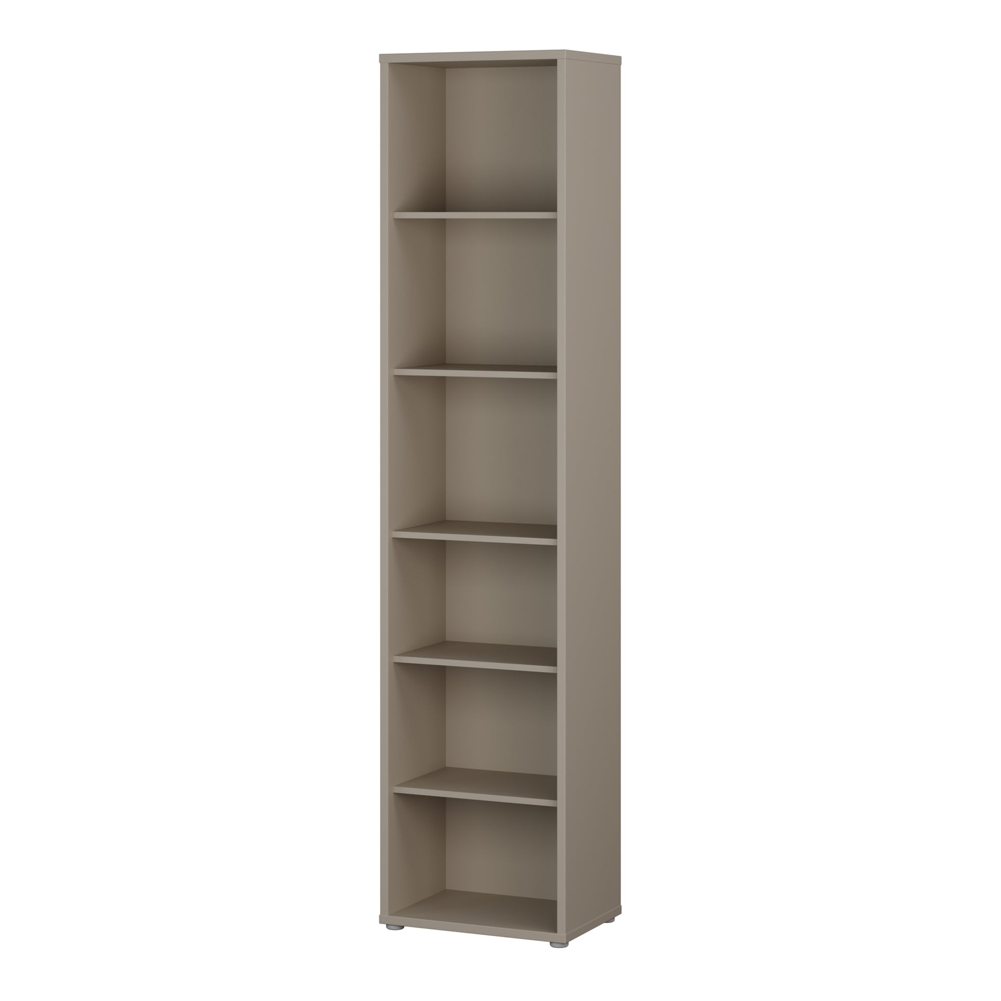 Bloc Tall Narrow Bookcase in Taupe - Industrious Decor