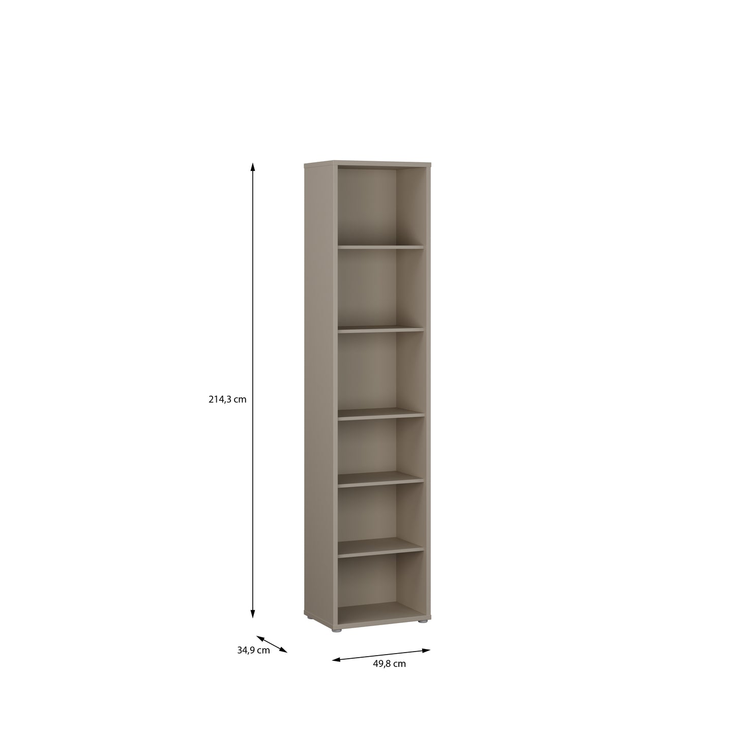 Bloc Tall Narrow Bookcase in Taupe - Industrious Decor