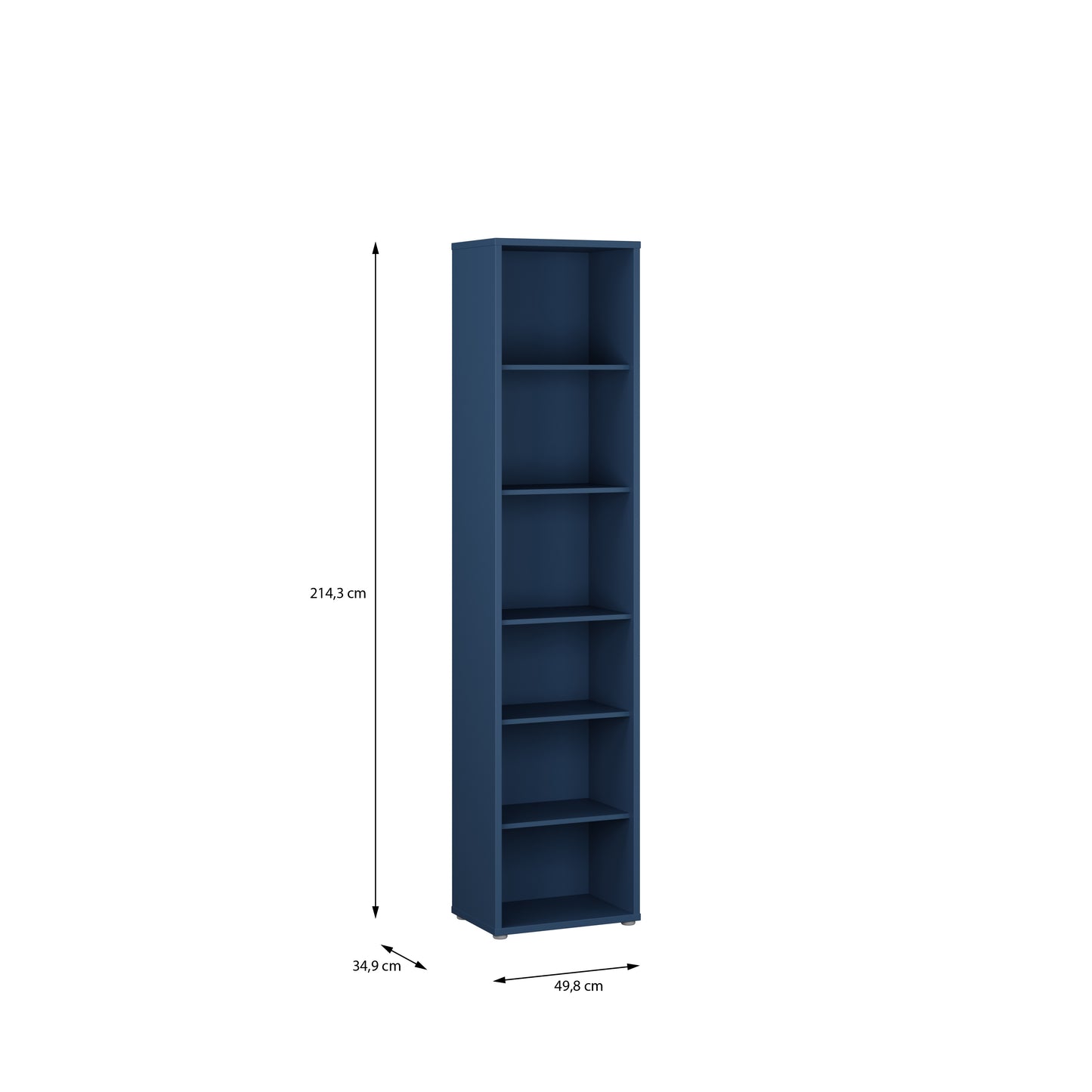 Bloc Tall Narrow Bookcase in Night Blue - Industrious Decor