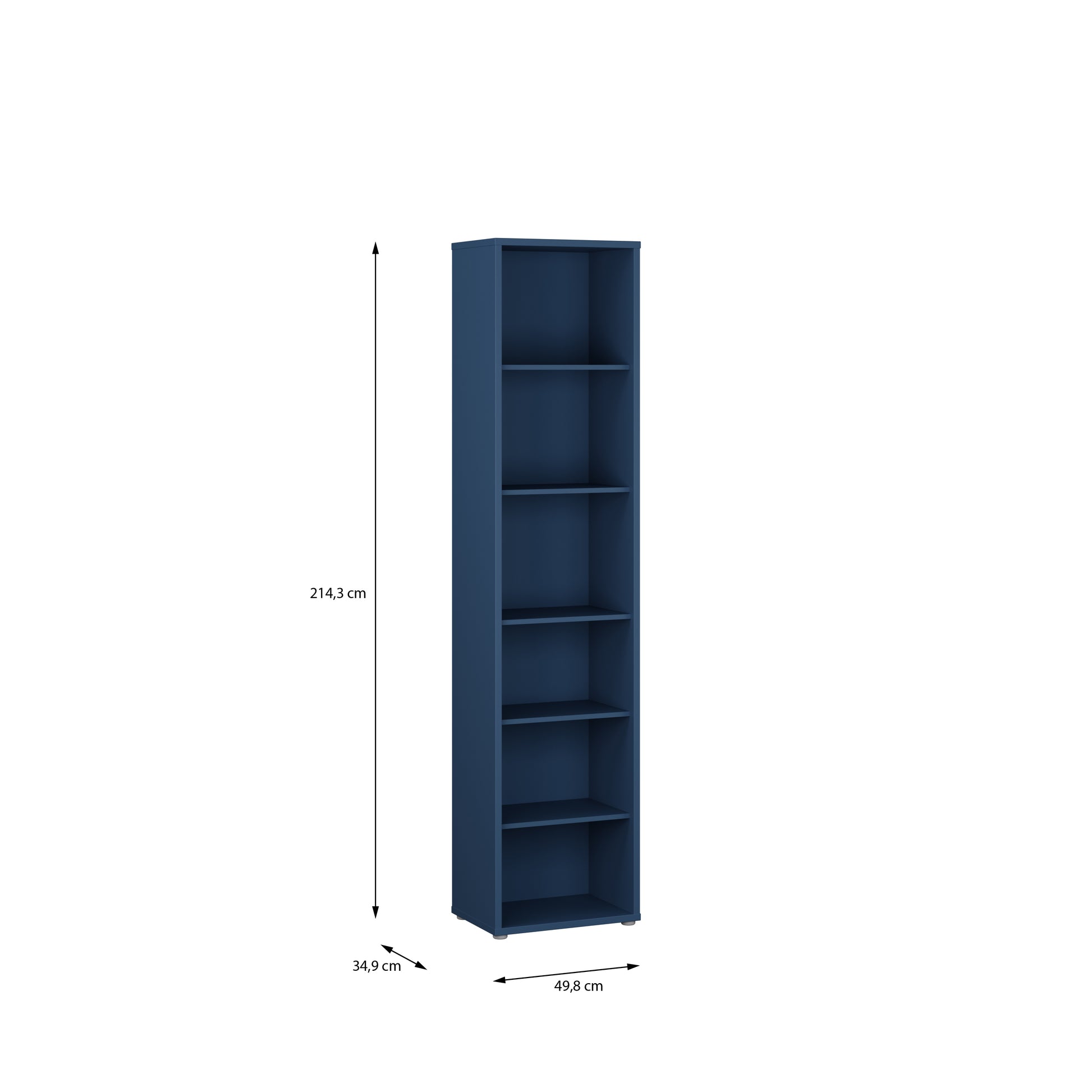 Bloc Tall Narrow Bookcase in Night Blue - Industrious Decor
