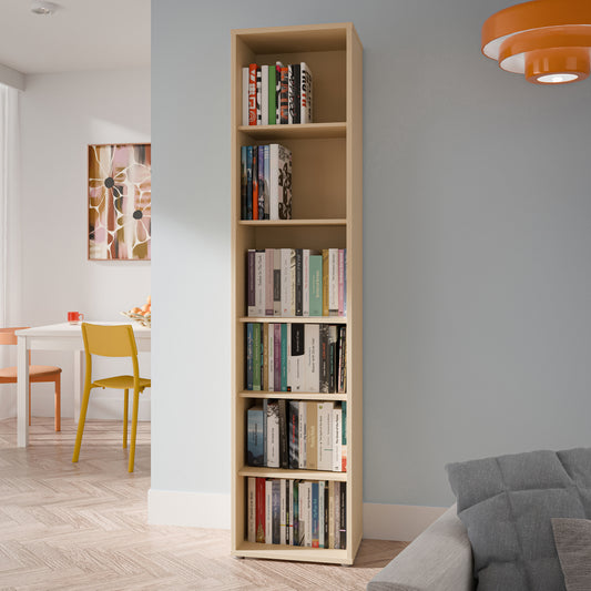 Bloc Tall Narrow Bookcase in Butter Yellow - Industrious Decor