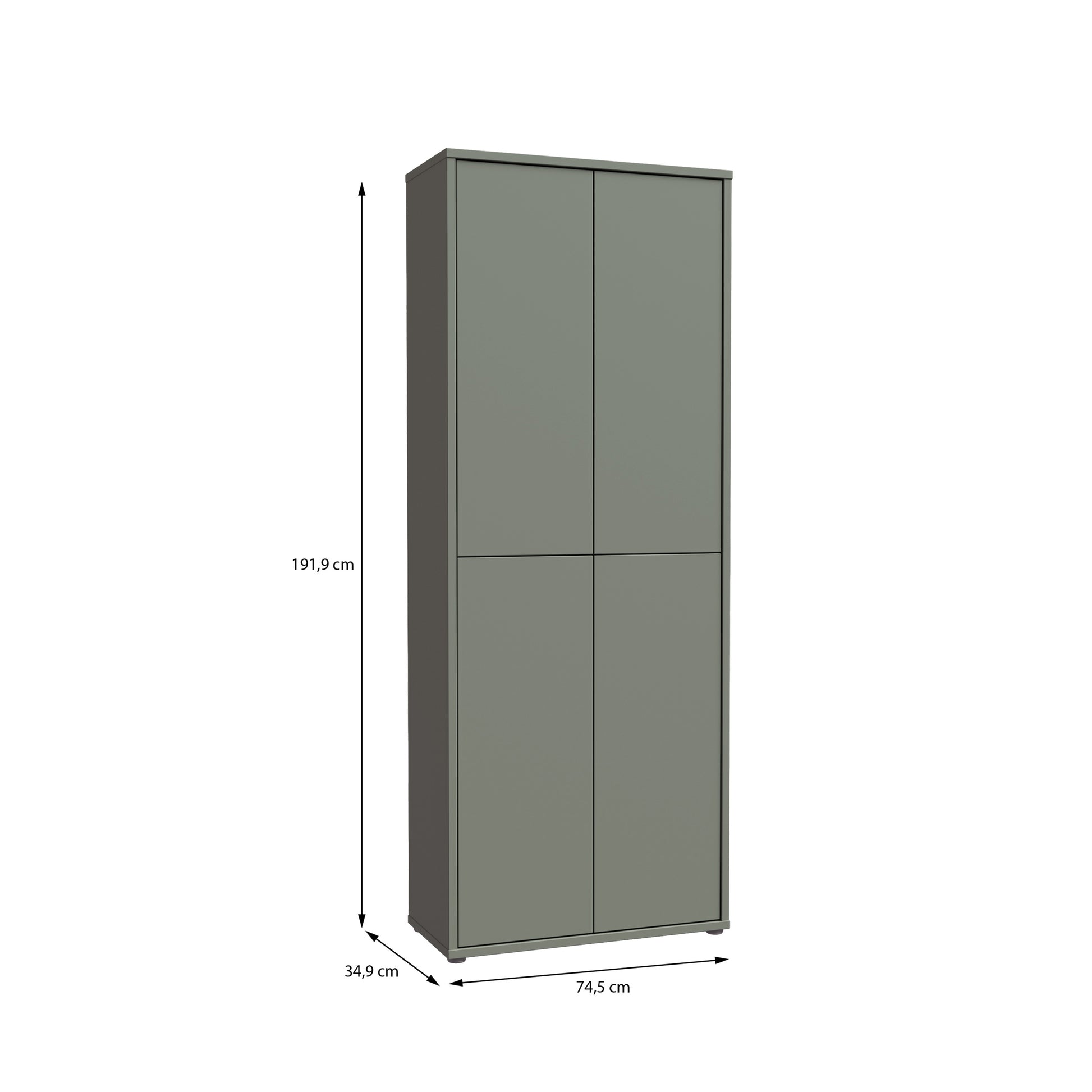 Bloc Tall 4 Door Shoe Cabinet in Sage Green - Industrious Decor