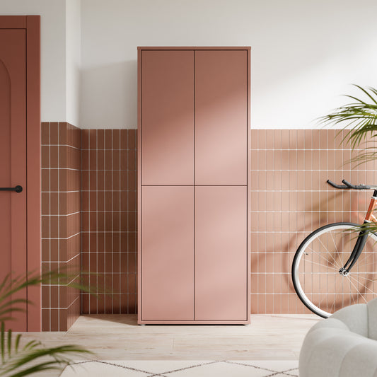 Bloc Tall 4 Door Shoe Cabinet in Terracotta - Industrious Decor