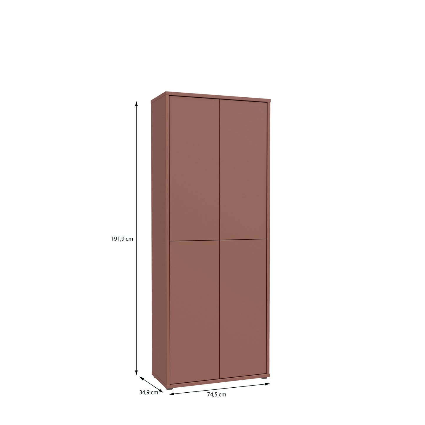 Bloc Tall 4 Door Shoe Cabinet in Terracotta - Industrious Decor