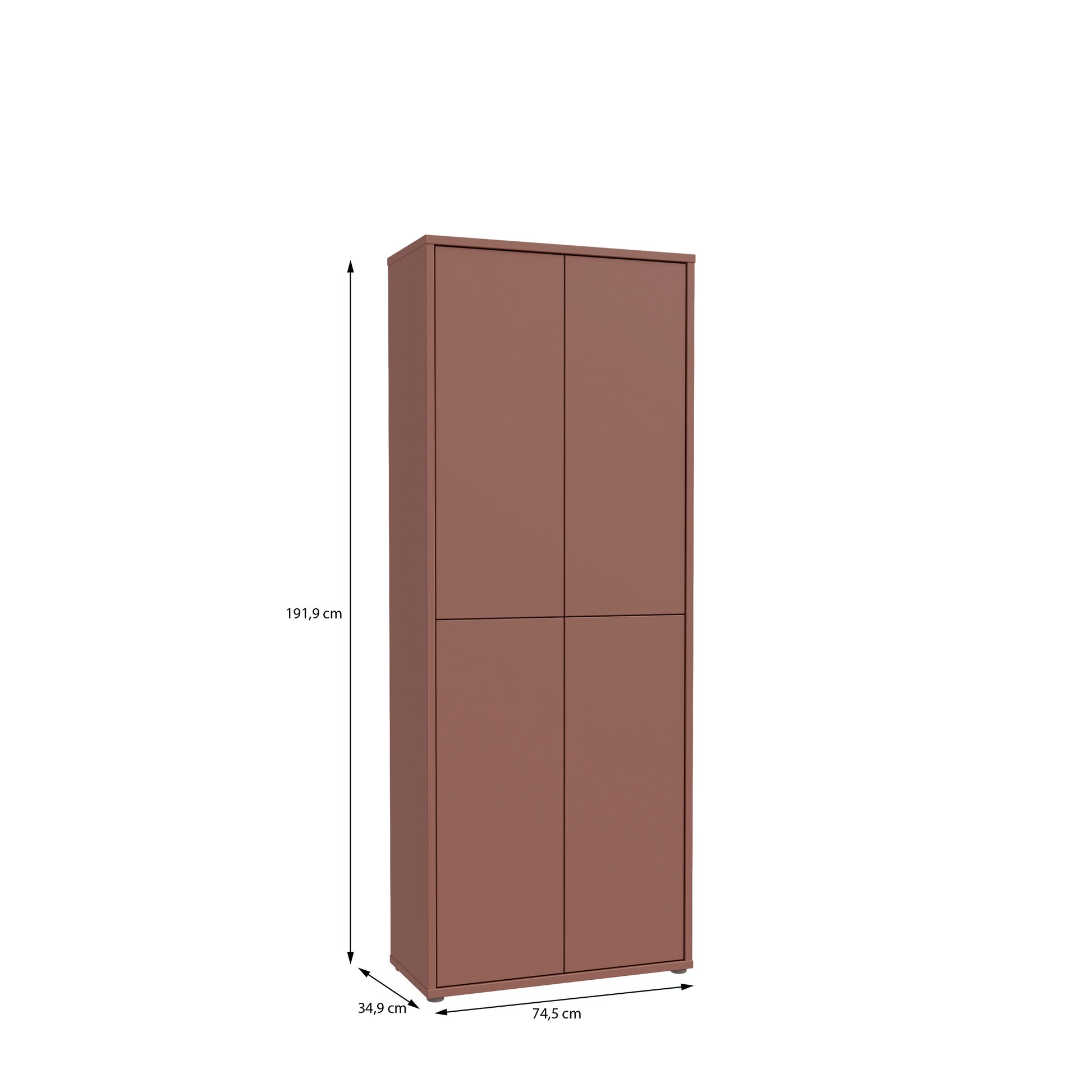 Bloc Tall 4 Door Shoe Cabinet in Terracotta - Industrious Decor