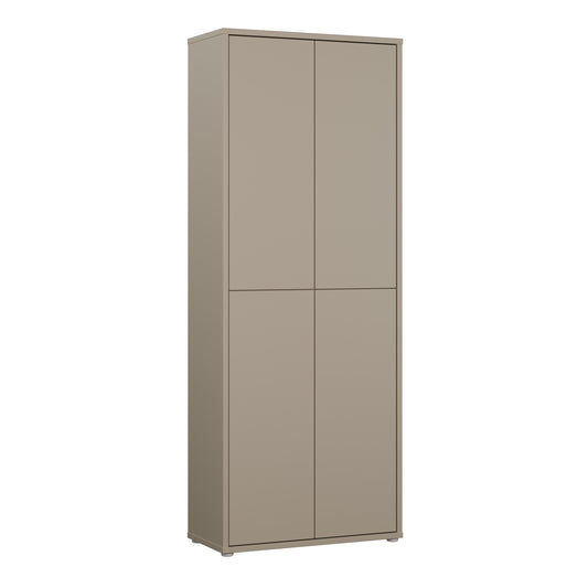 Bloc Tall 4 Door Shoe Cabinet in Taupe - Industrious Decor