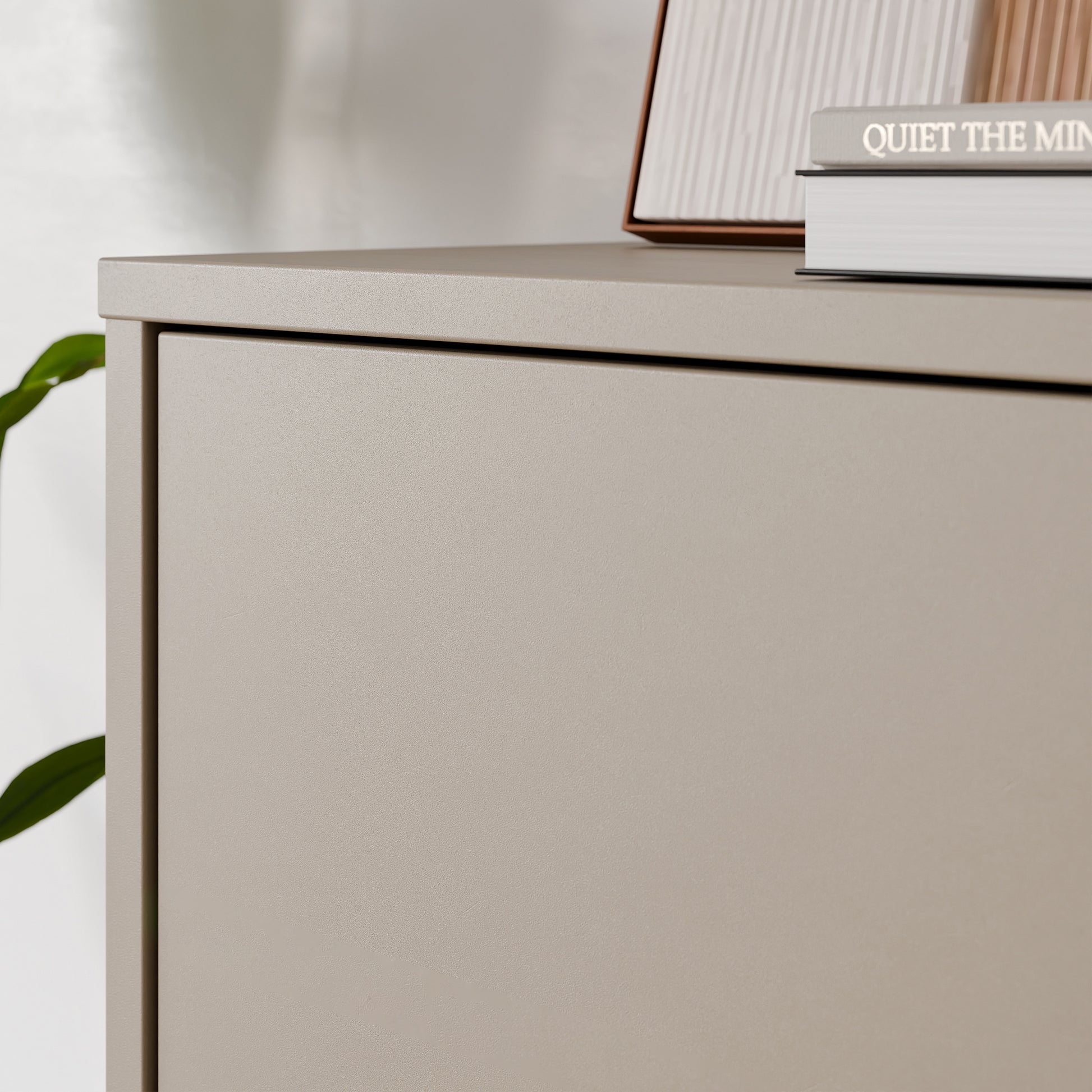 Bloc Tall 4 Door Shoe Cabinet in Taupe - Industrious Decor