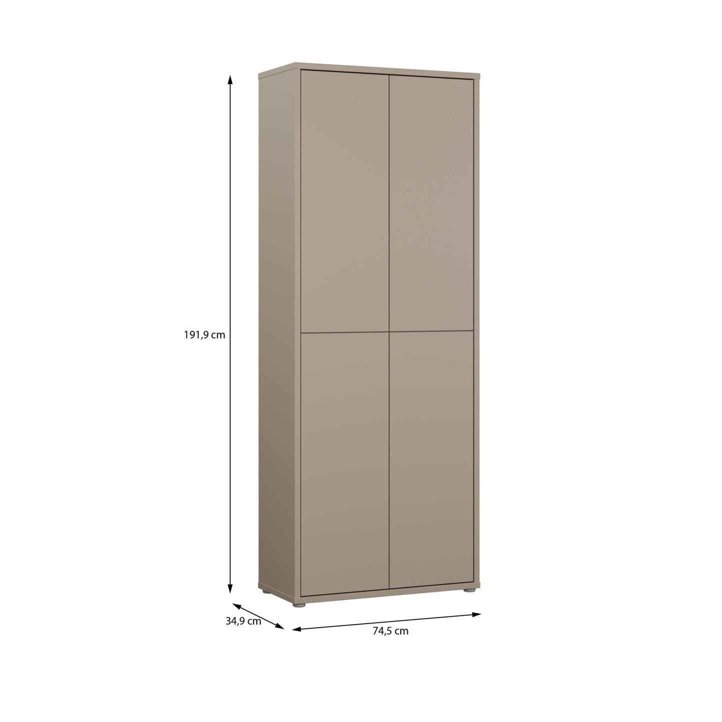 Bloc Tall 4 Door Shoe Cabinet in Taupe - Industrious Decor