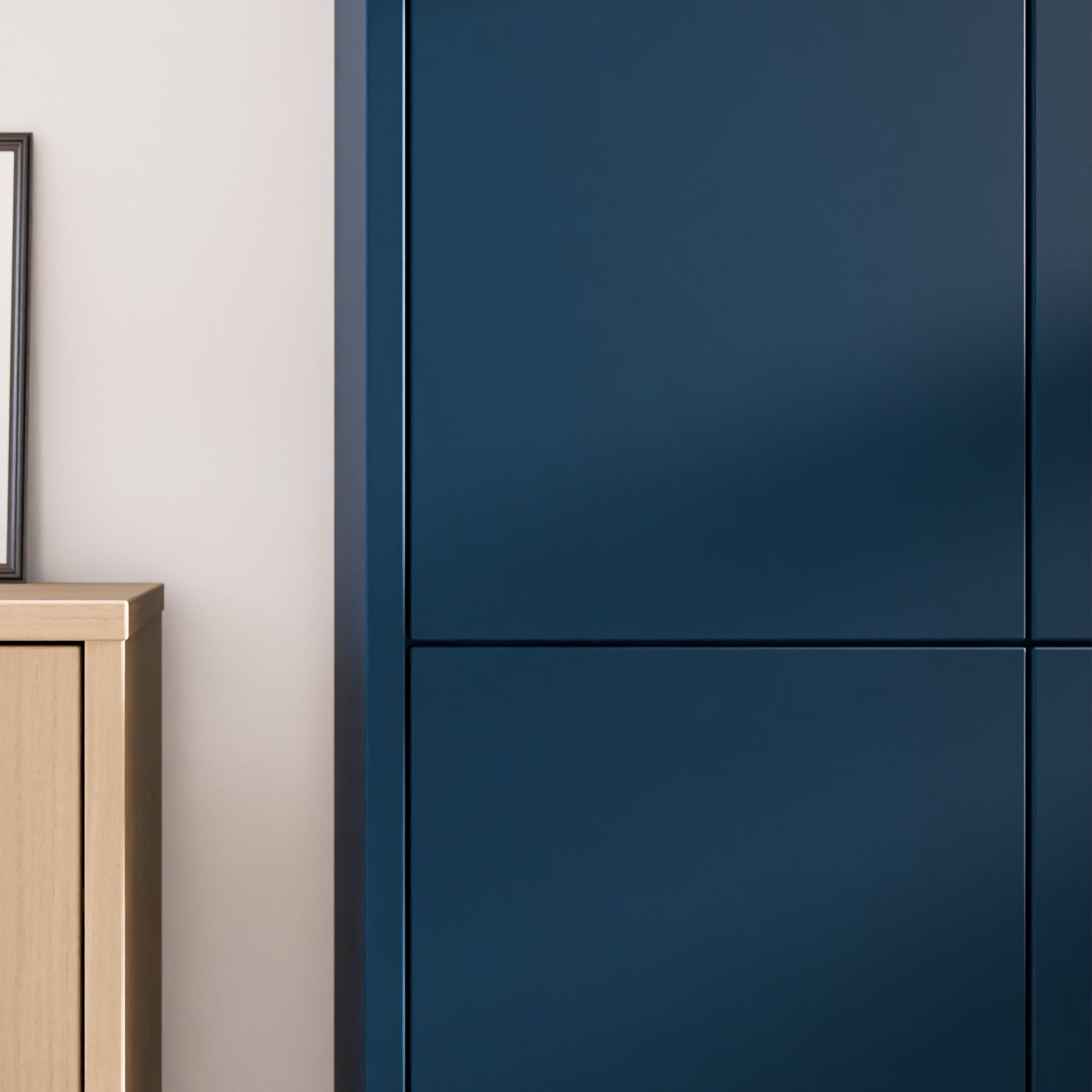 Bloc Tall 4 Door Shoe Cabinet in Night Blue - Industrious Decor