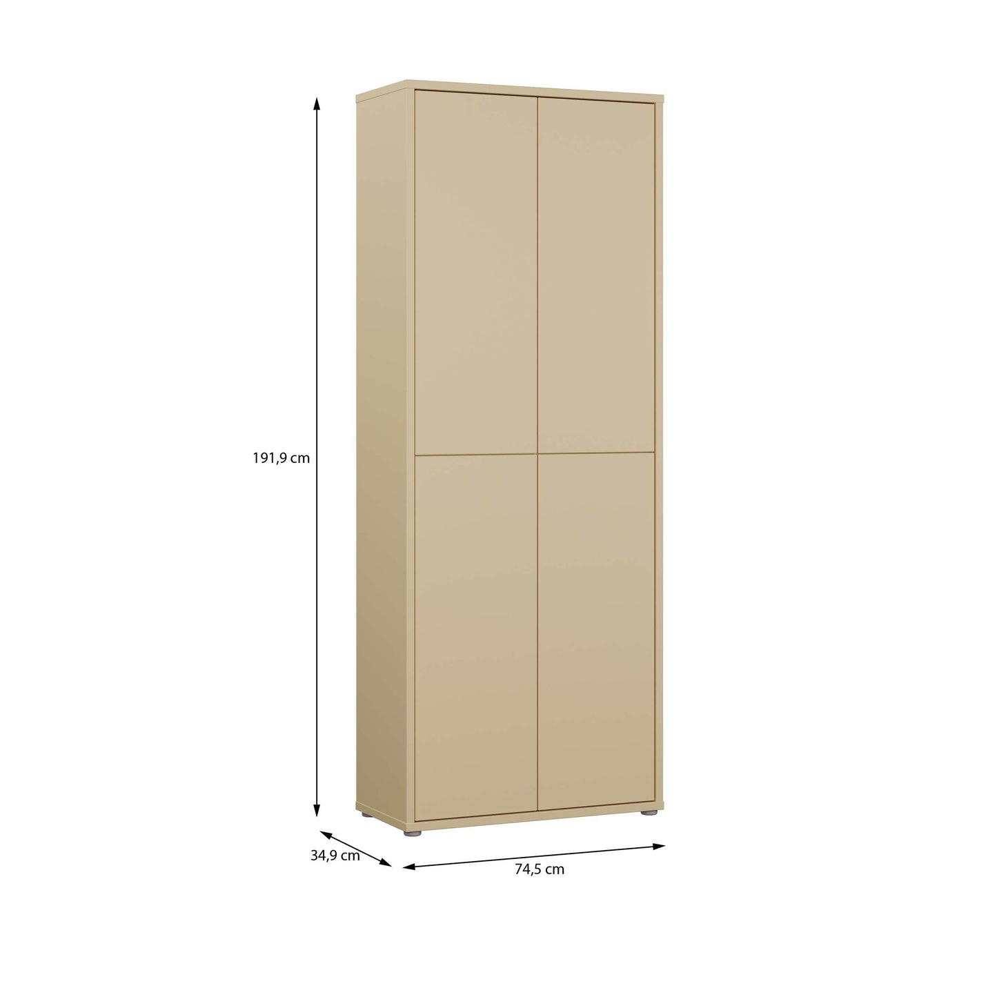 Bloc Tall 4 Door Shoe Cabinet in Butter Yellow - Industrious Decor