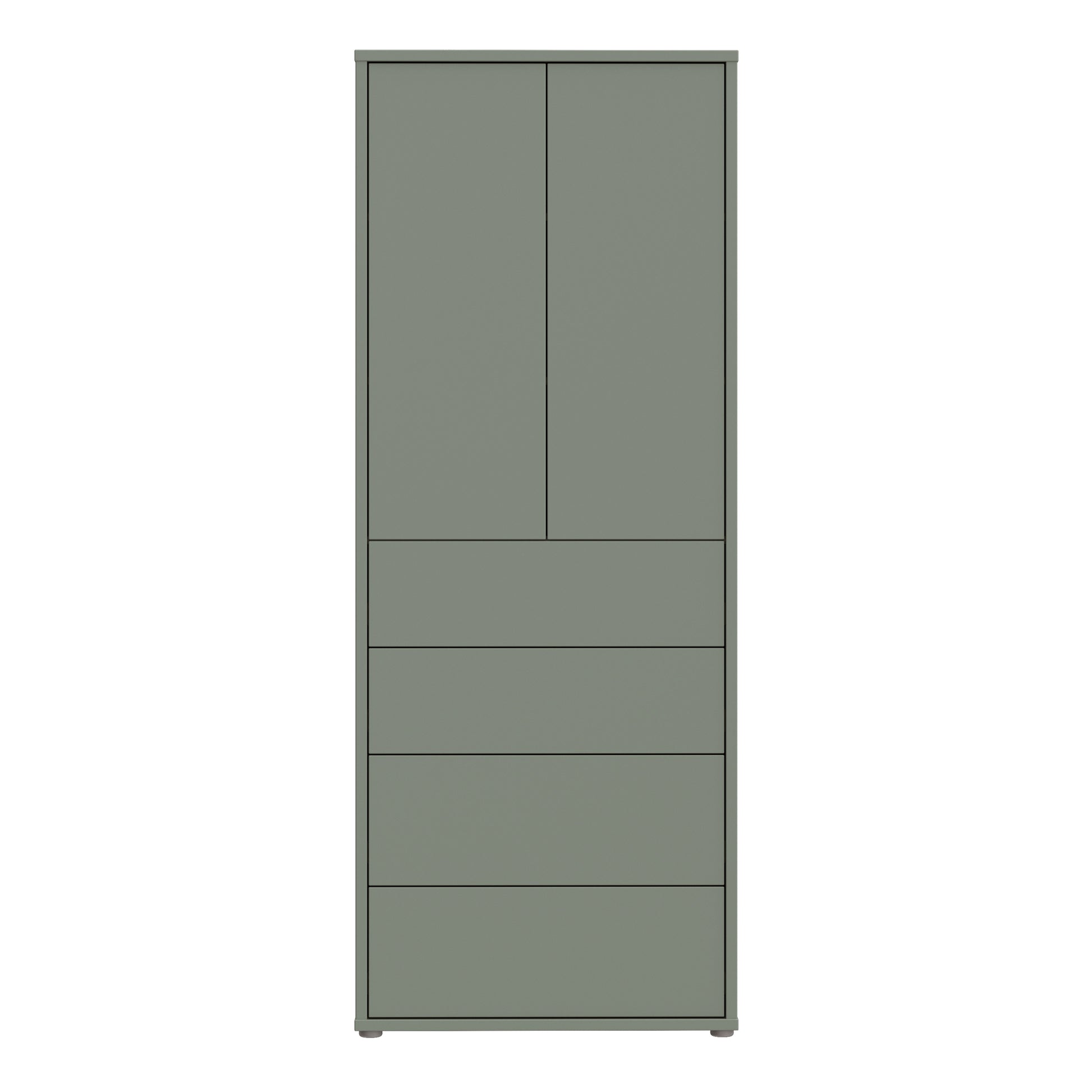 Bloc Tall Storage Cabinet with Drawers in Sage Green - Industrious Decor