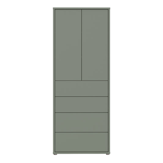 Bloc Tall Storage Cabinet with Drawers in Sage Green - Industrious Decor