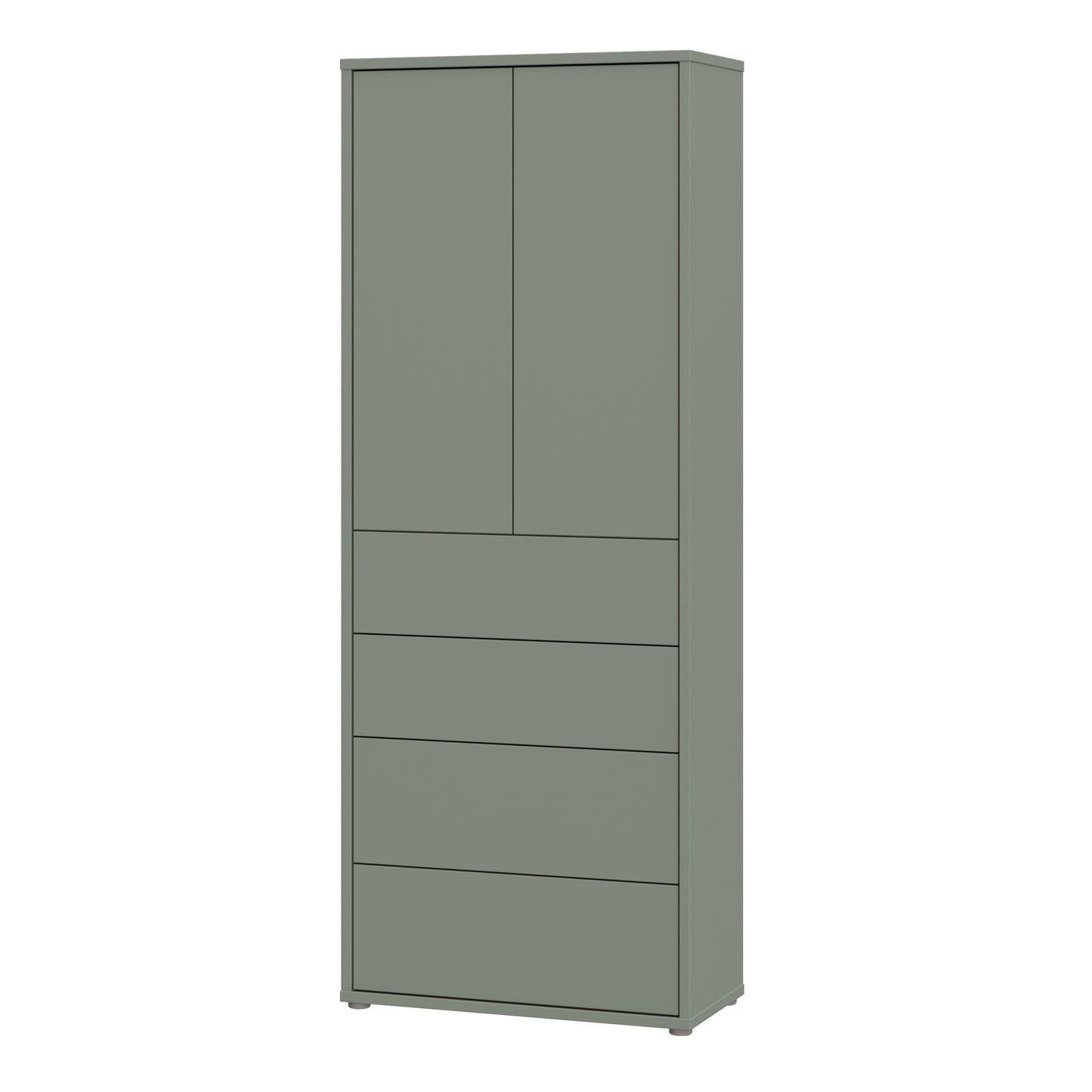 Bloc Tall Storage Cabinet with Drawers in Sage Green - Industrious Decor