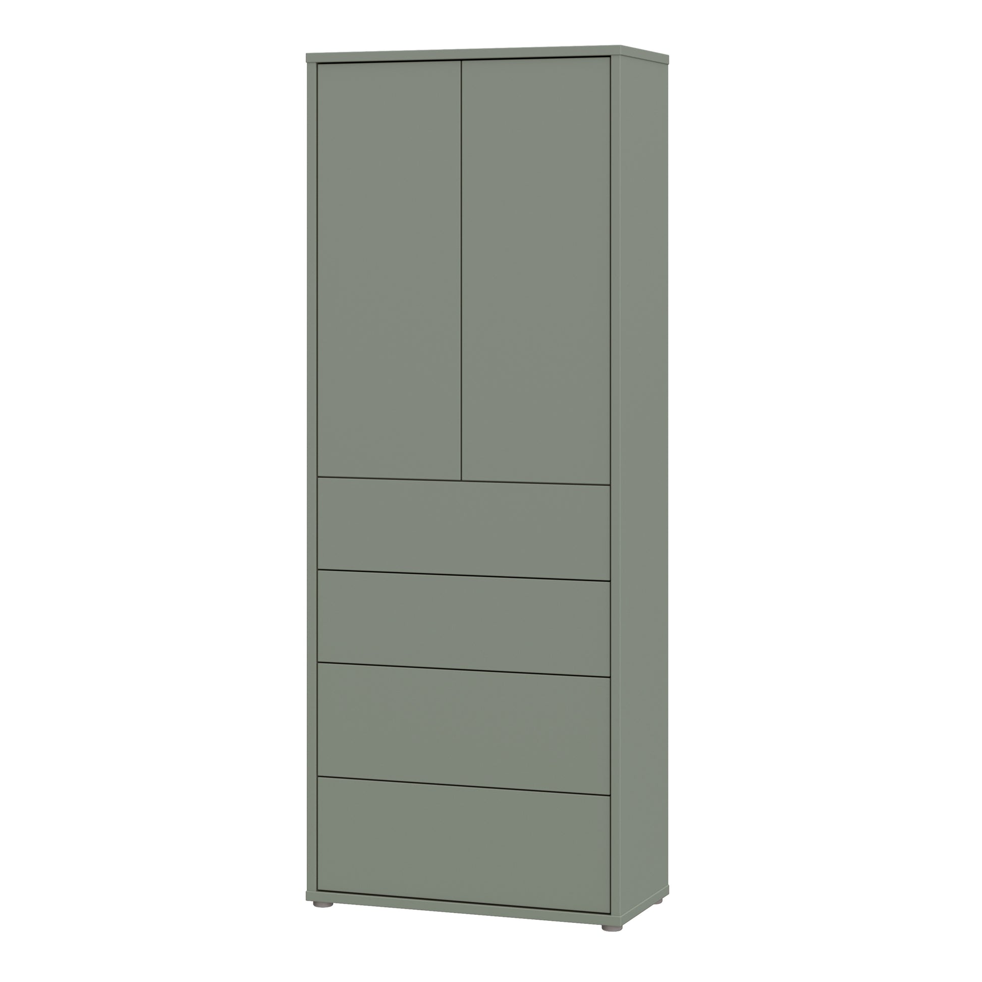 Bloc Tall Storage Cabinet with Drawers in Sage Green - Industrious Decor