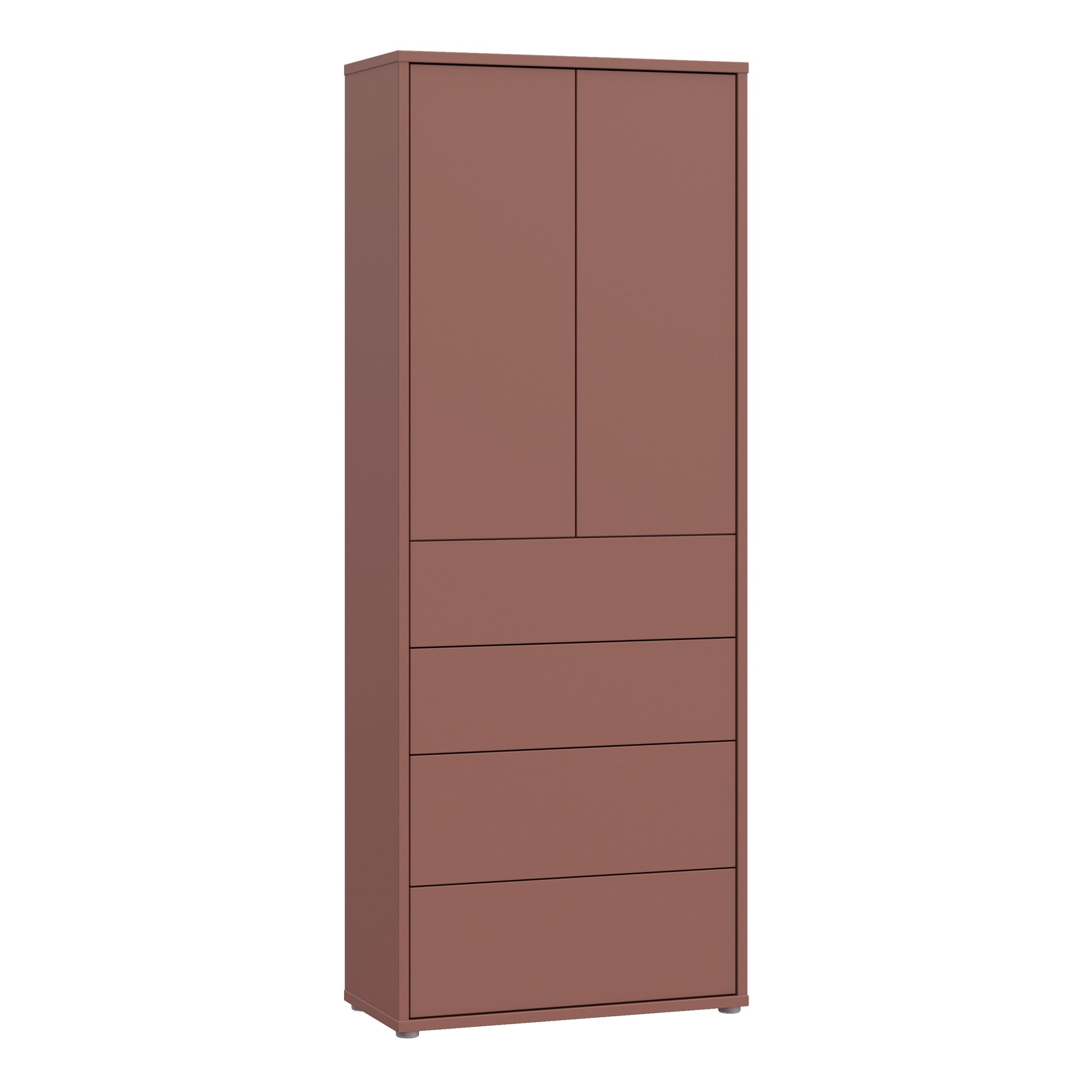 Bloc Tall Storage Cabinet with Drawers in Terracotta - Industrious Decor
