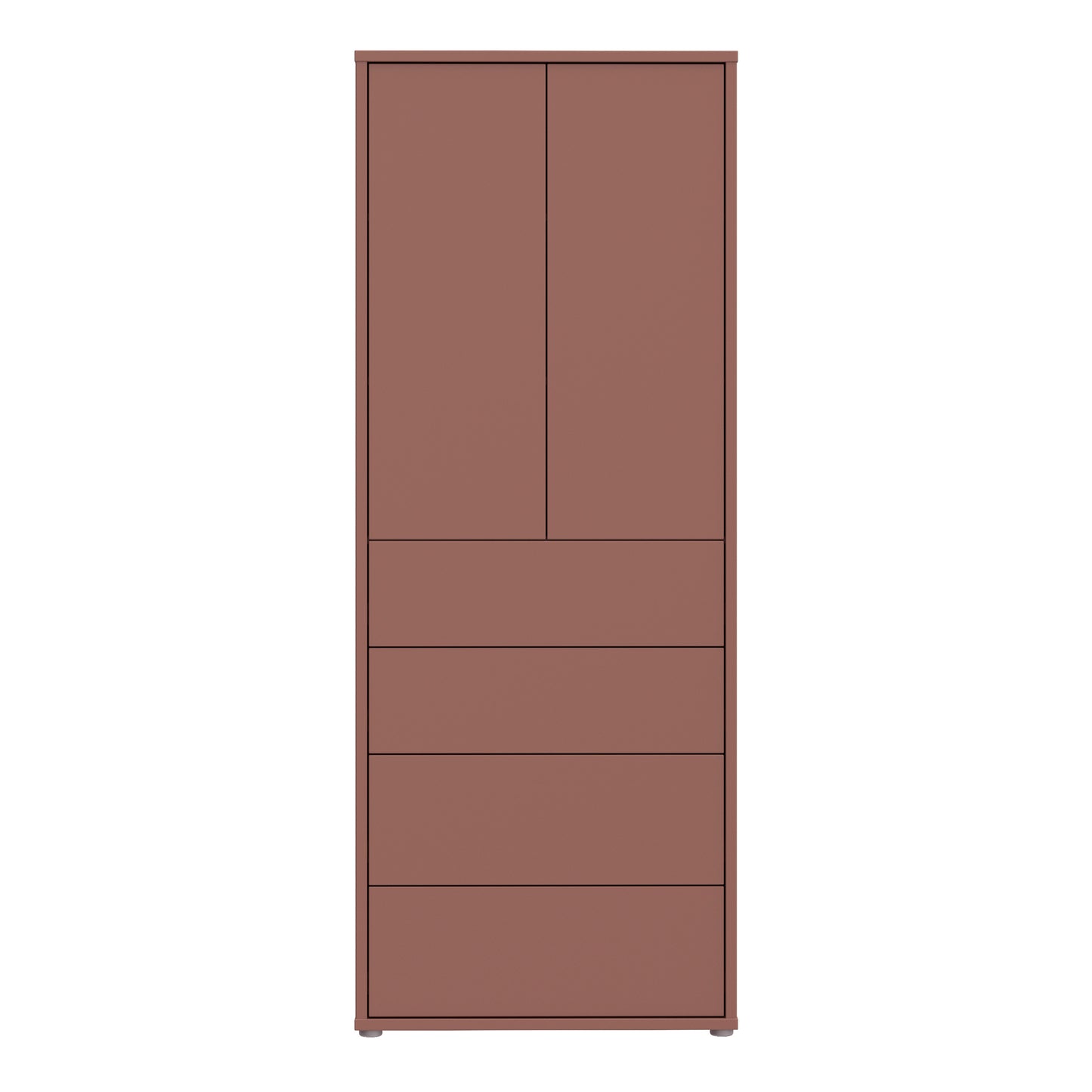 Bloc Tall Storage Cabinet with Drawers in Terracotta - Industrious Decor