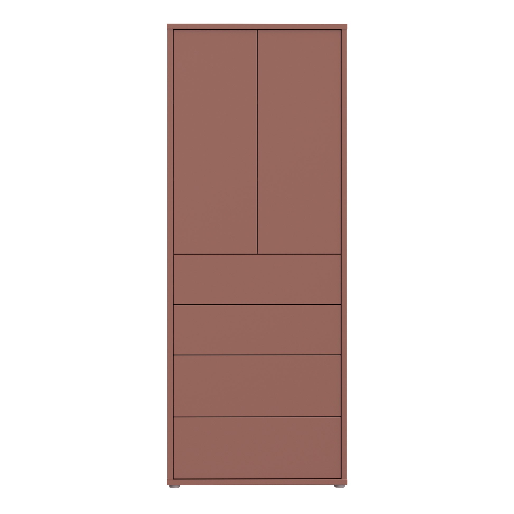 Bloc Tall Storage Cabinet with Drawers in Terracotta - Industrious Decor