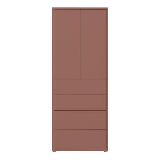 Bloc Tall Storage Cabinet with Drawers in Terracotta - Industrious Decor