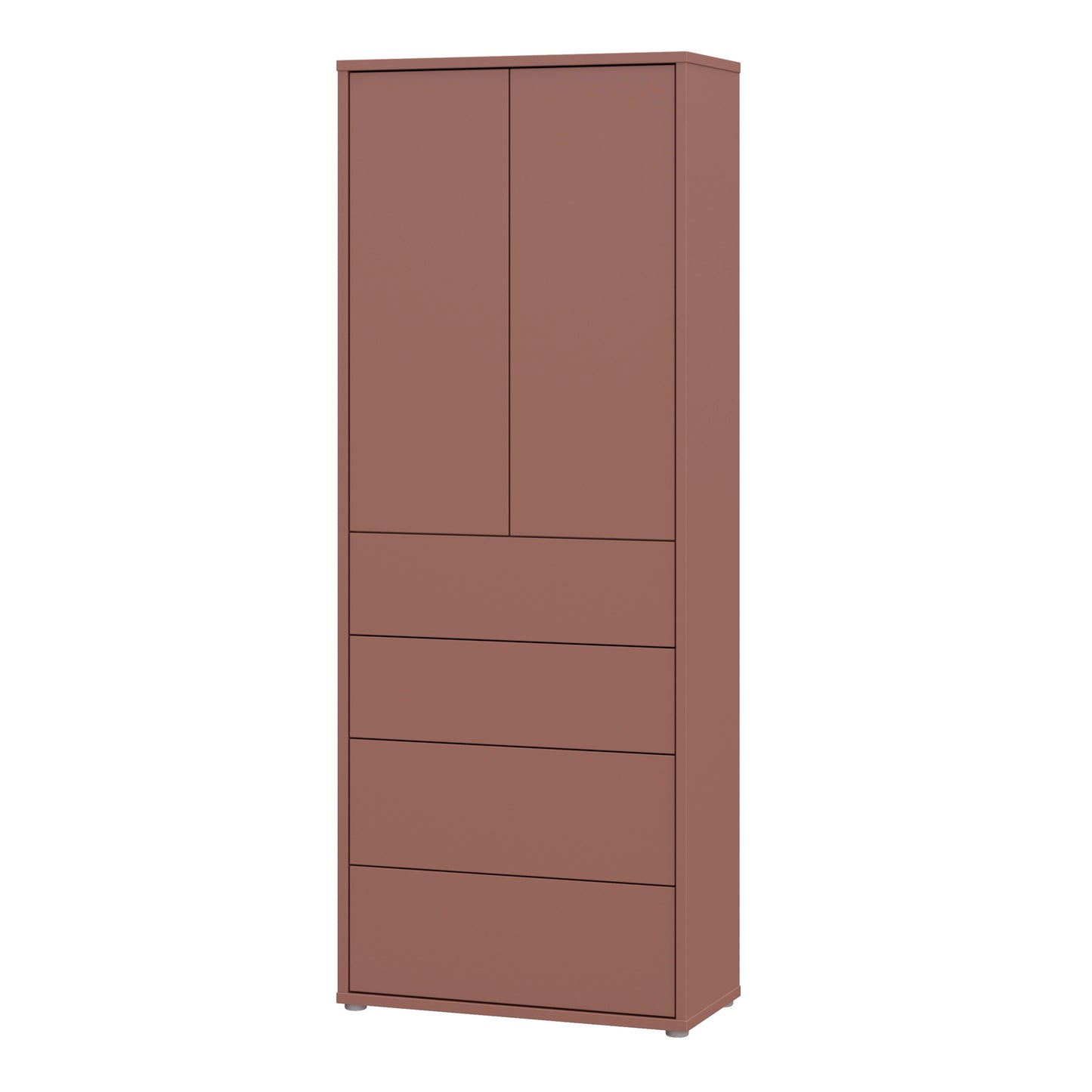 Bloc Tall Storage Cabinet with Drawers in Terracotta - Industrious Decor